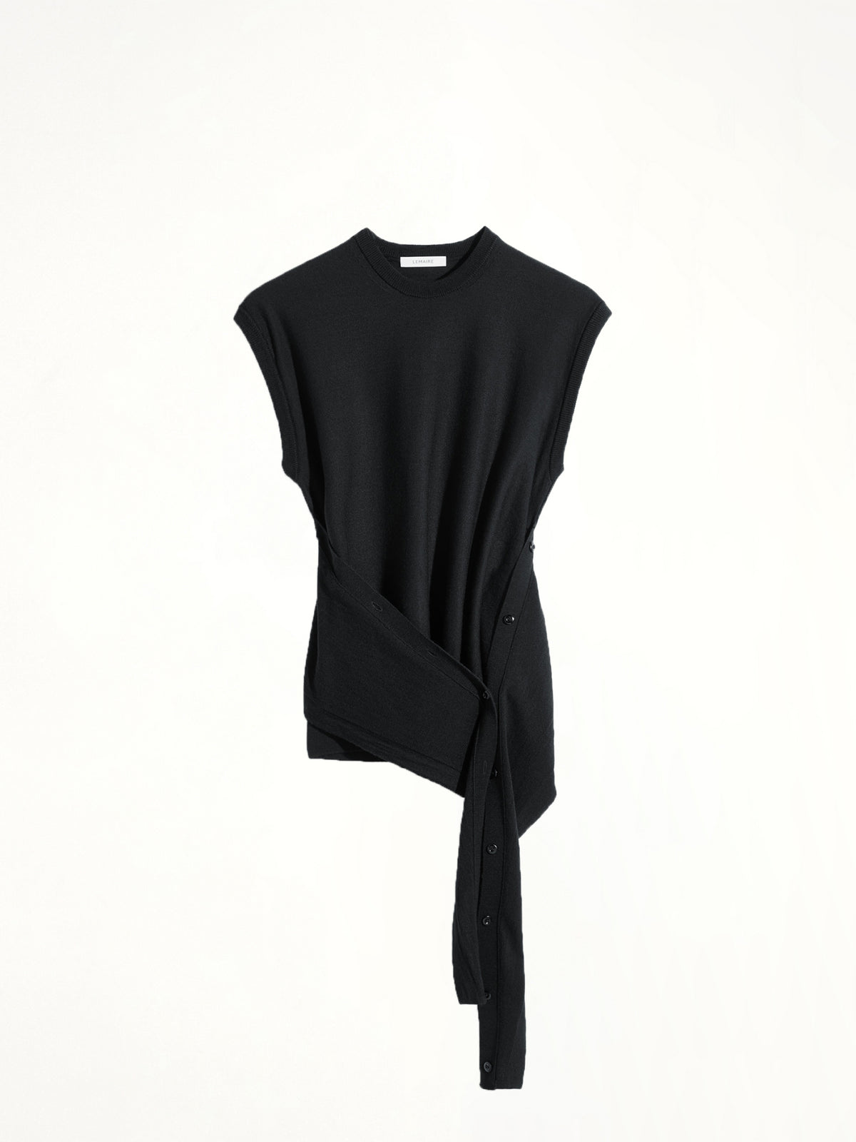 Sleeveless Buttoned Top in Black