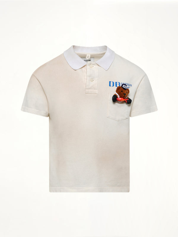 白色Polo衫,搭配工作服小熊印花