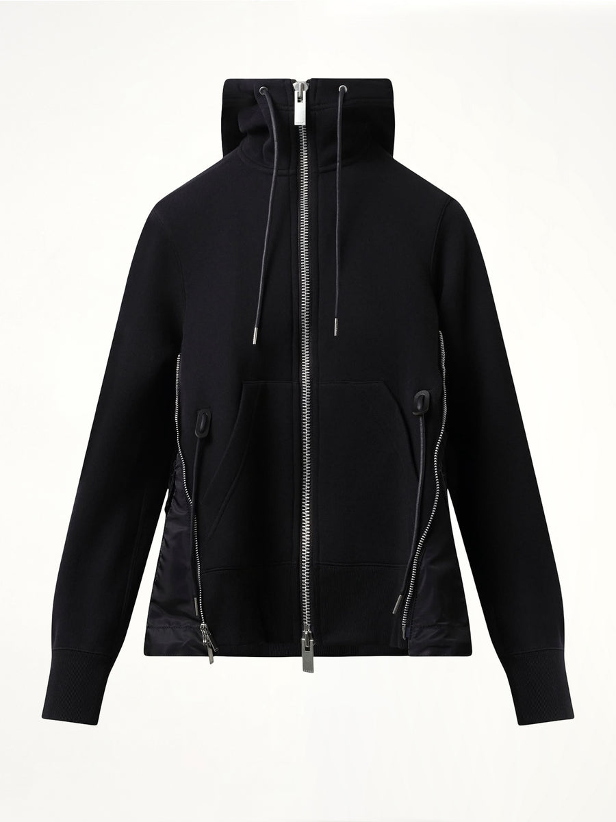 Sponge Sweat Nylon Twill Hoodie in Black