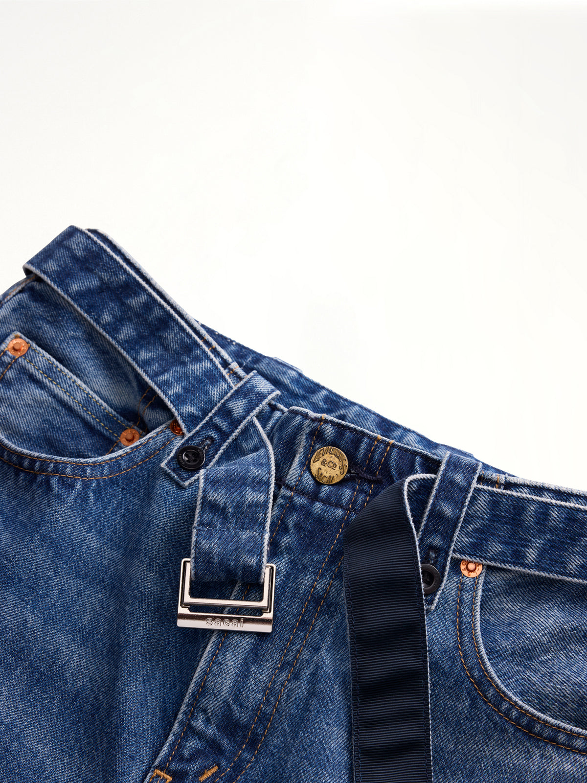 Sacai x Levi's Unisex Belted Wide Pants in Blue