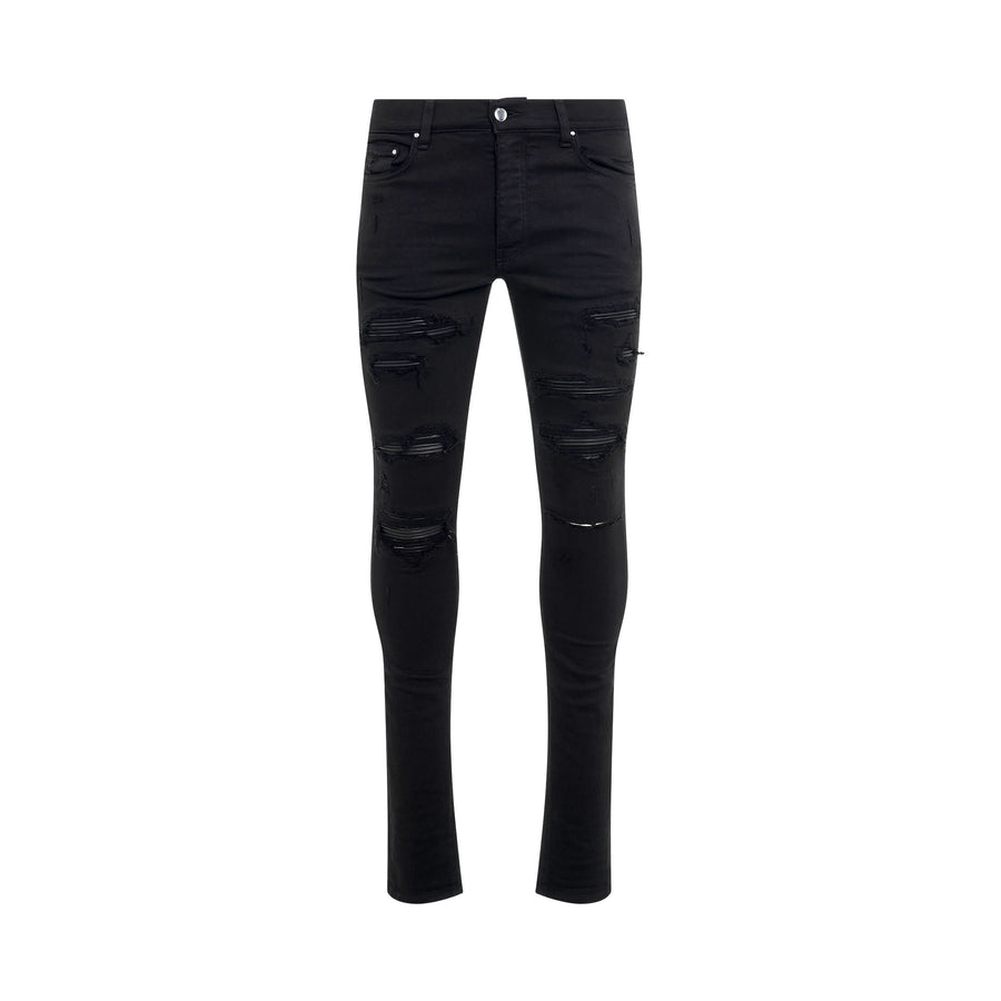 Leather Thrasher Jeans in Black Od