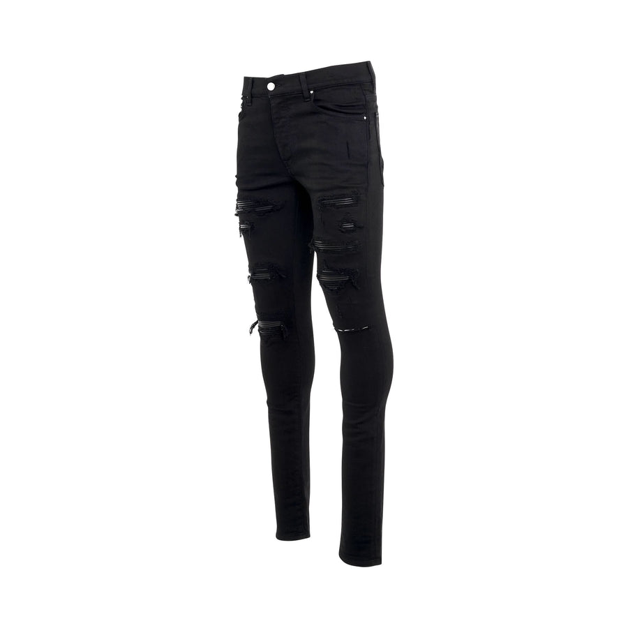 Leather Thrasher Jeans in Black Od