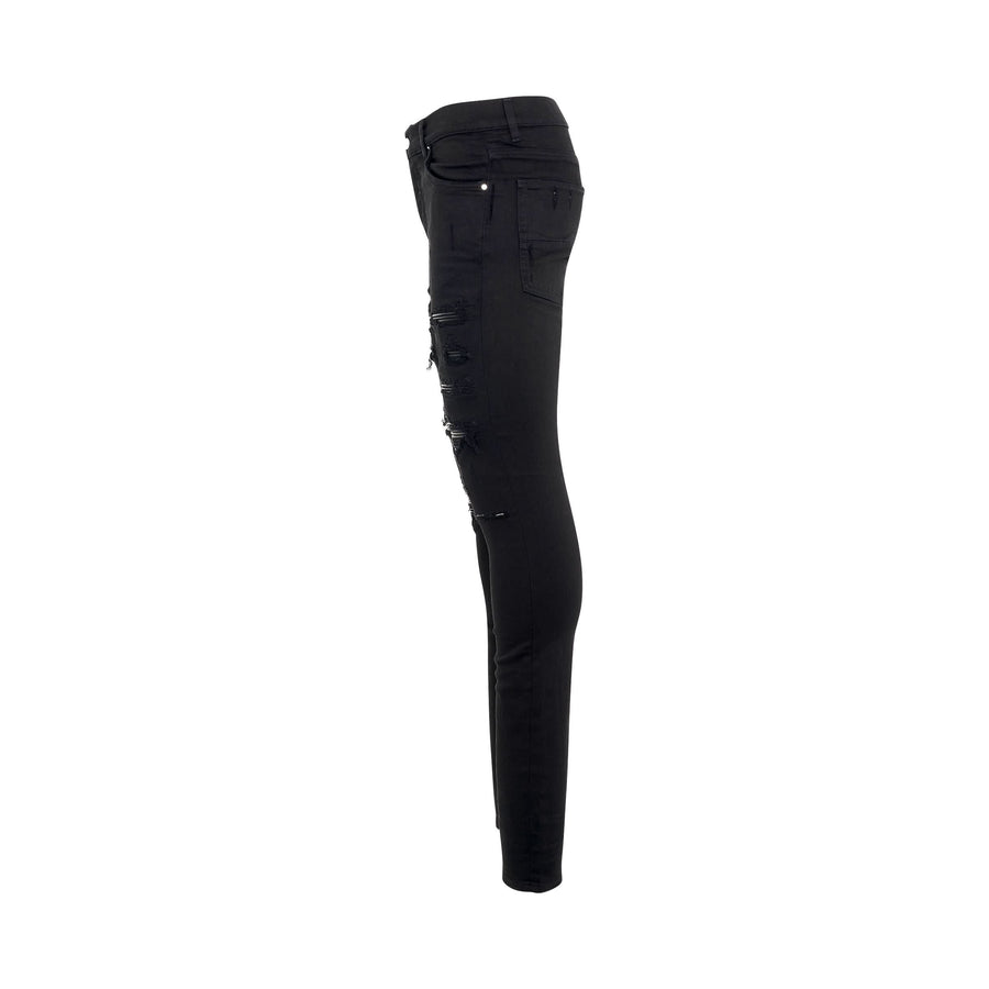 Leather Thrasher Jeans in Black Od