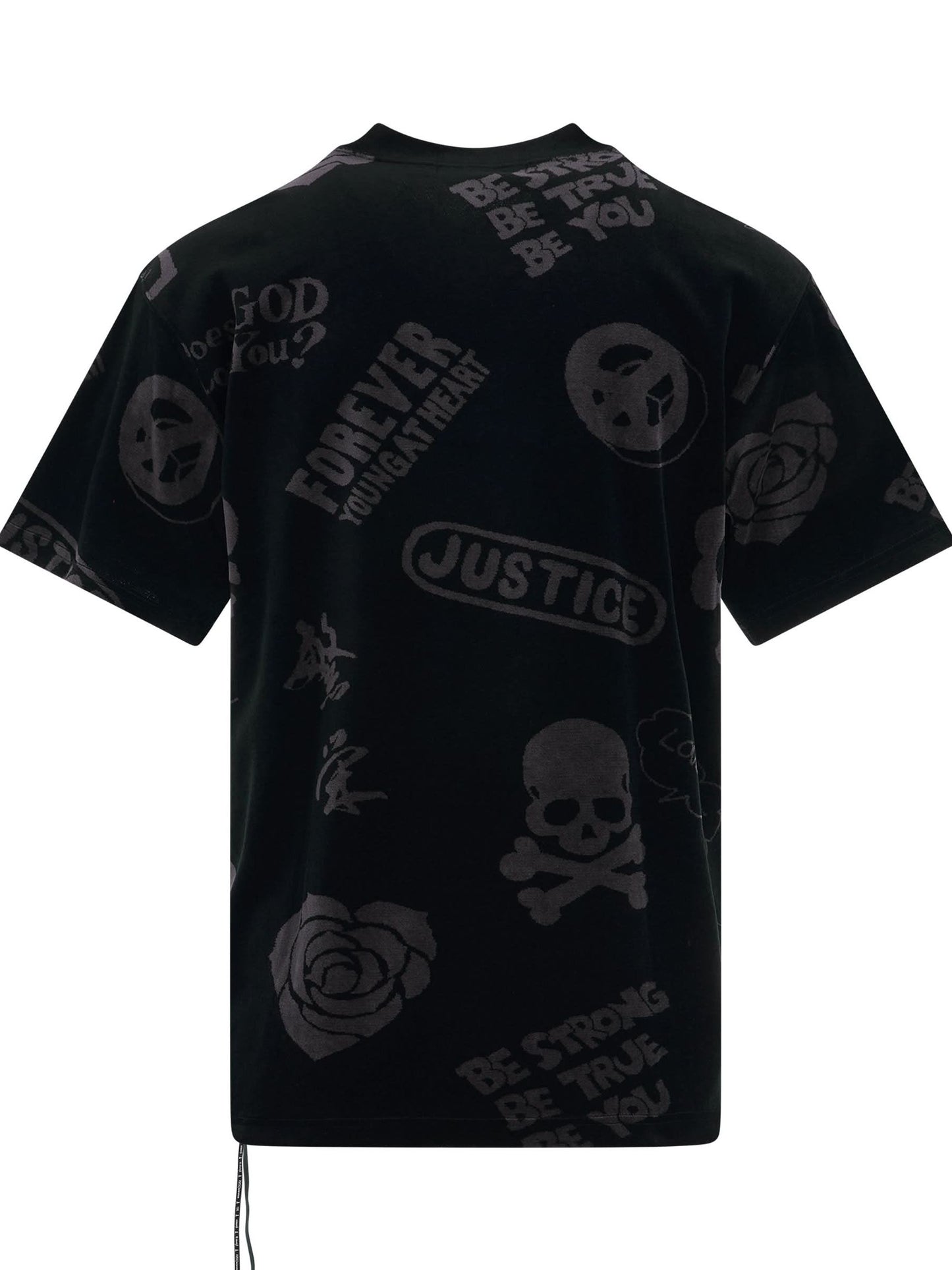 All Over Logo Velour T-Shirt in Charcoal