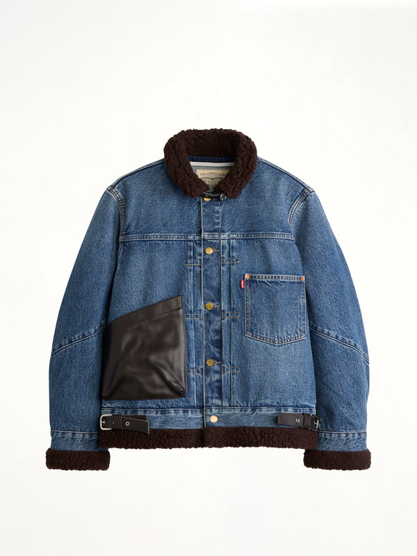 Sacai x Levi's Mens Sherpa Jacket in Washed Indigo