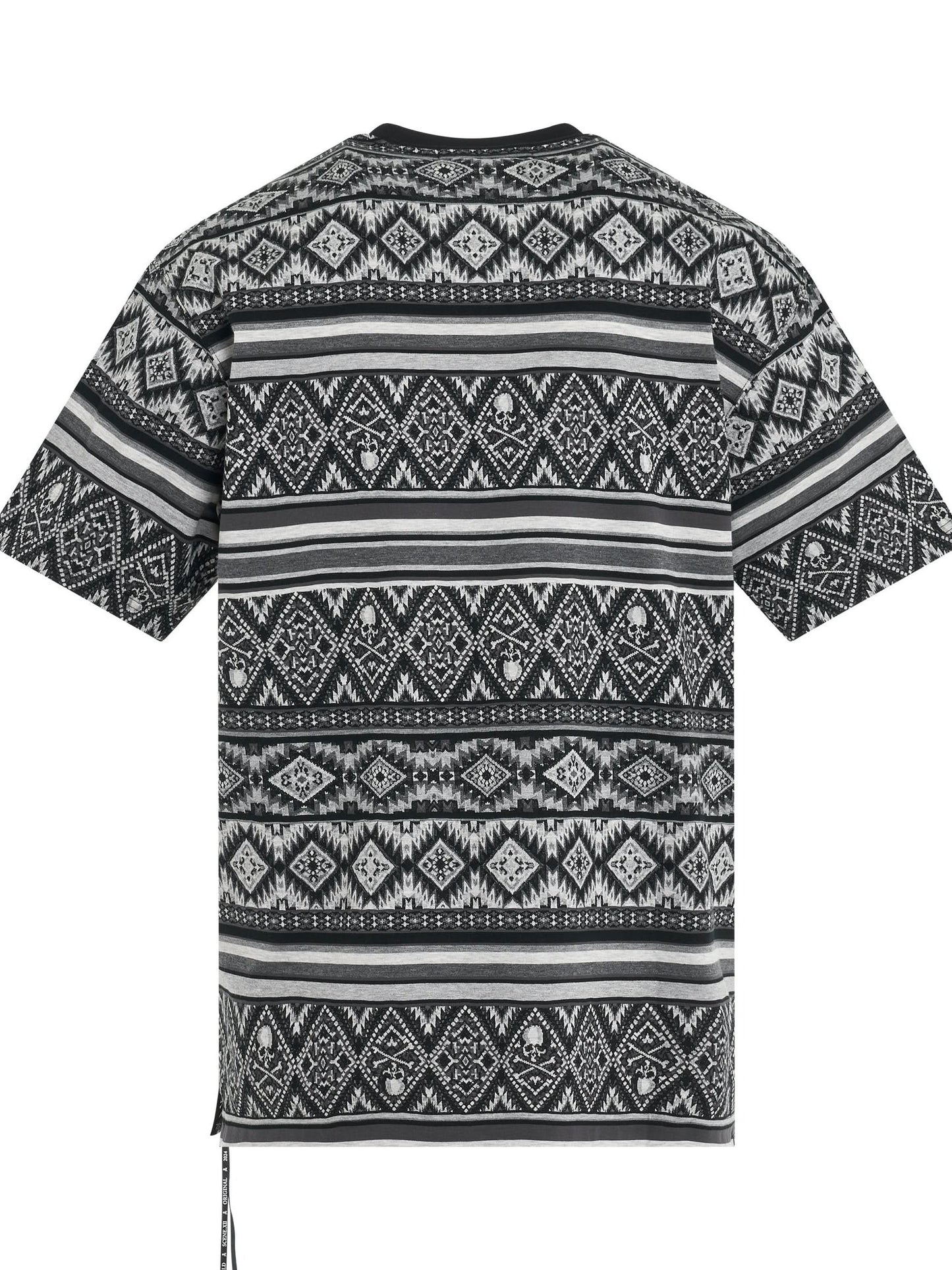 Switched Ethnic Border T-Shirt in Black