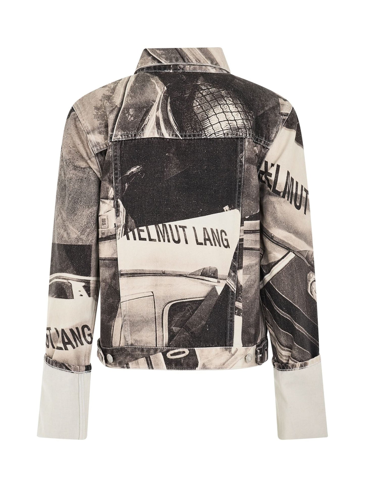 Helmut Lang Cuff Zip Trucker in Black/White