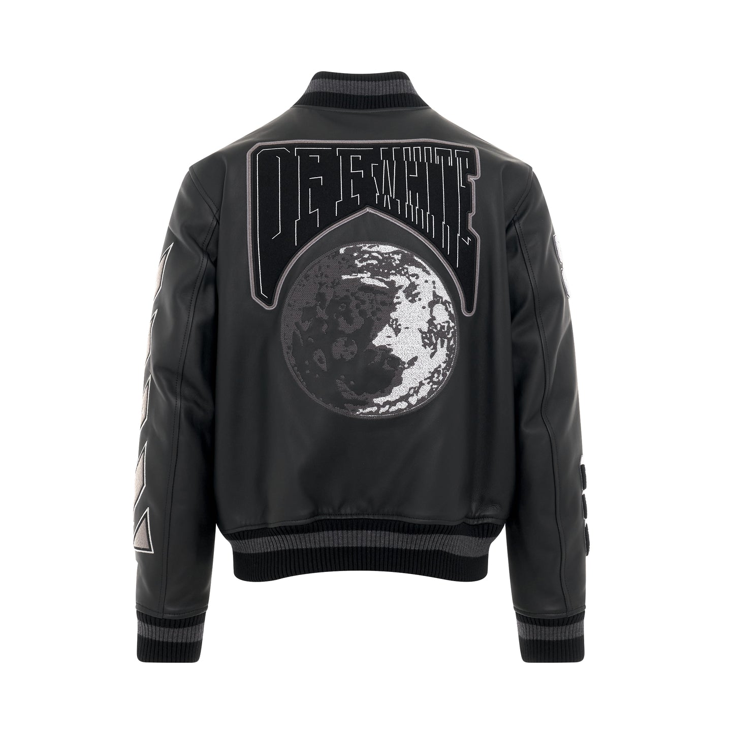 Moon Varsity Leather Jacket in Black