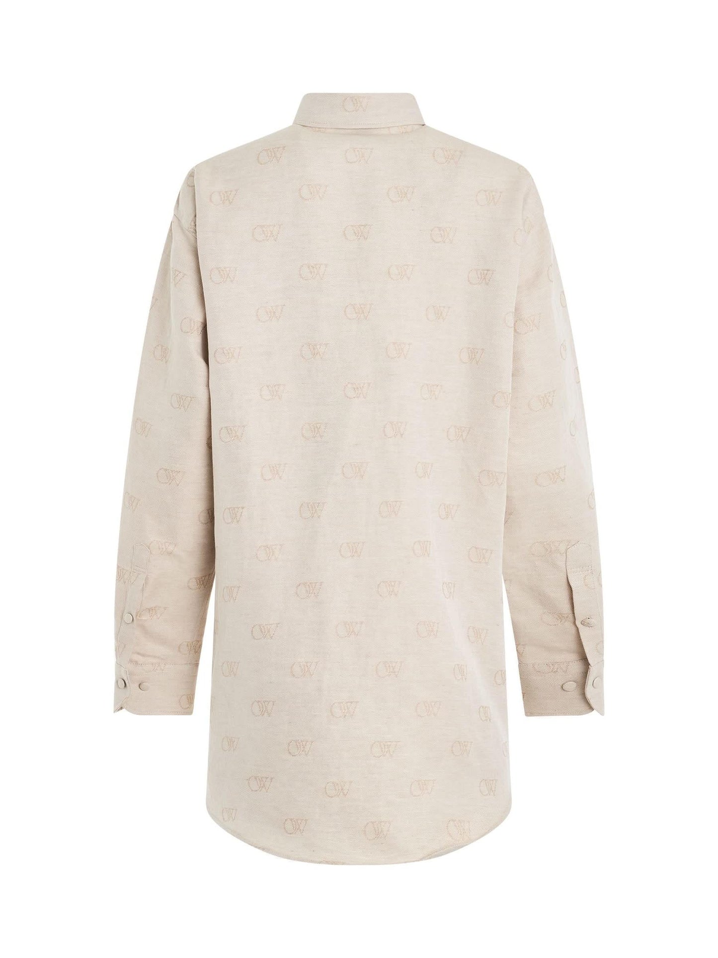 Linen Jacquard Overshirt in Cream