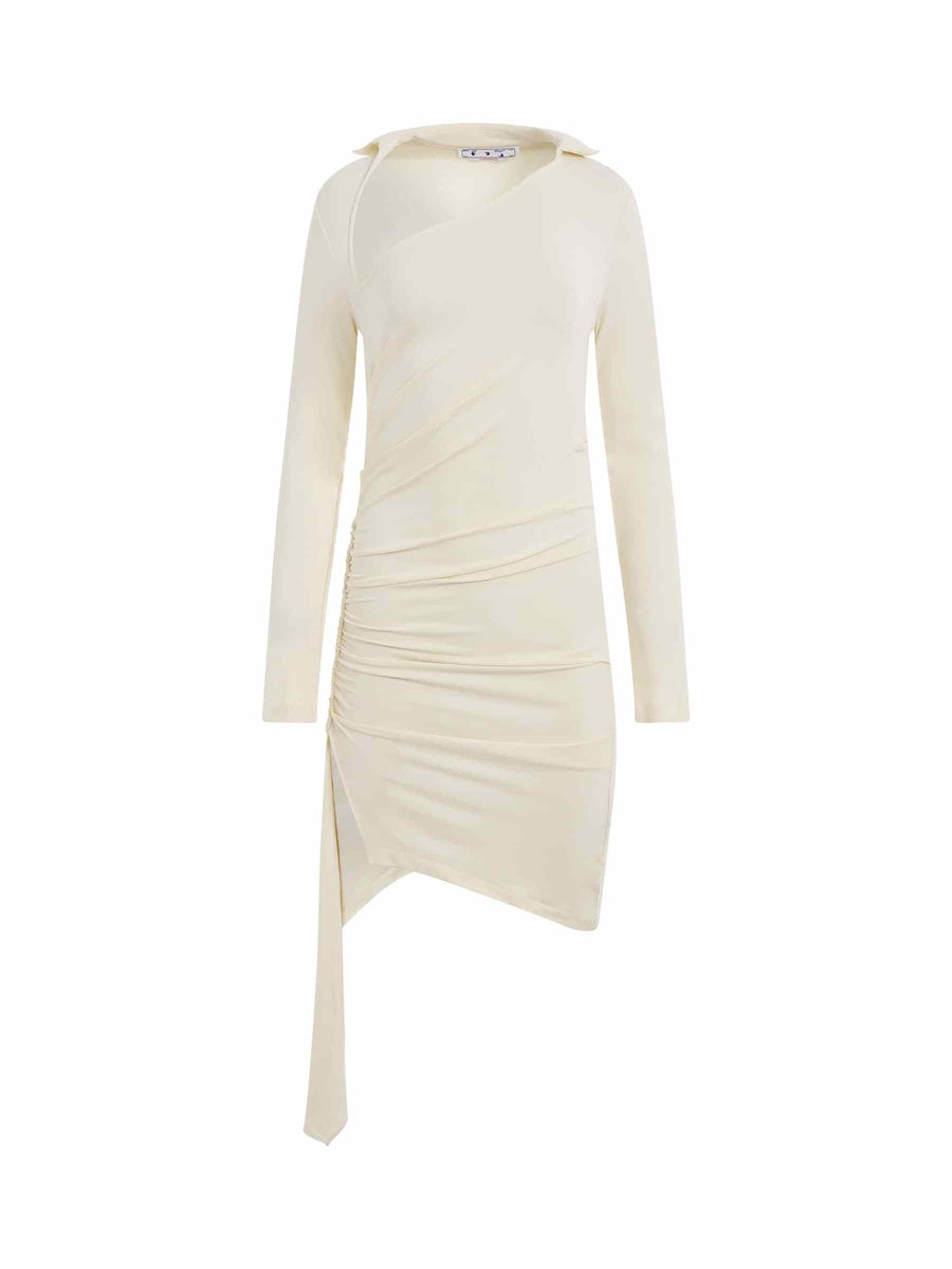 Viscose Crepe Draped Mini Dress in White