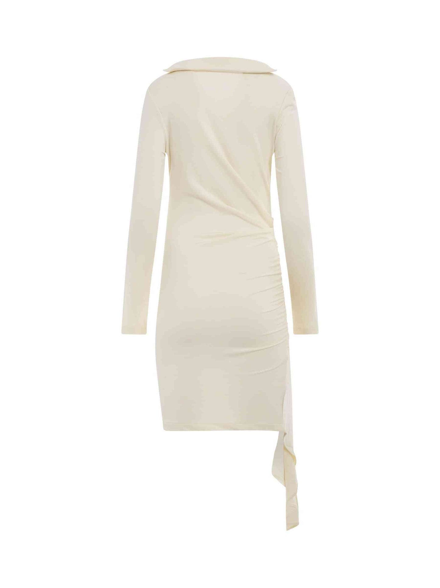 Viscose Crepe Draped Mini Dress in White