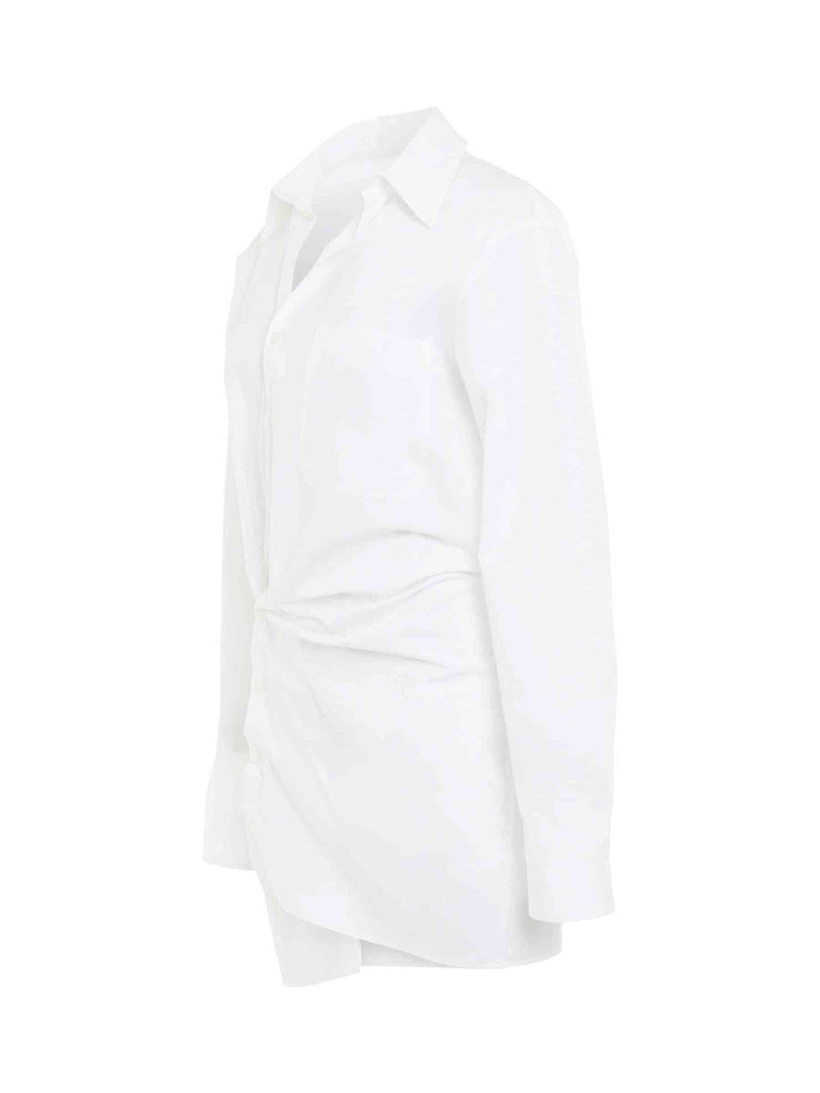 Poplin Twist Shirt Dress in White