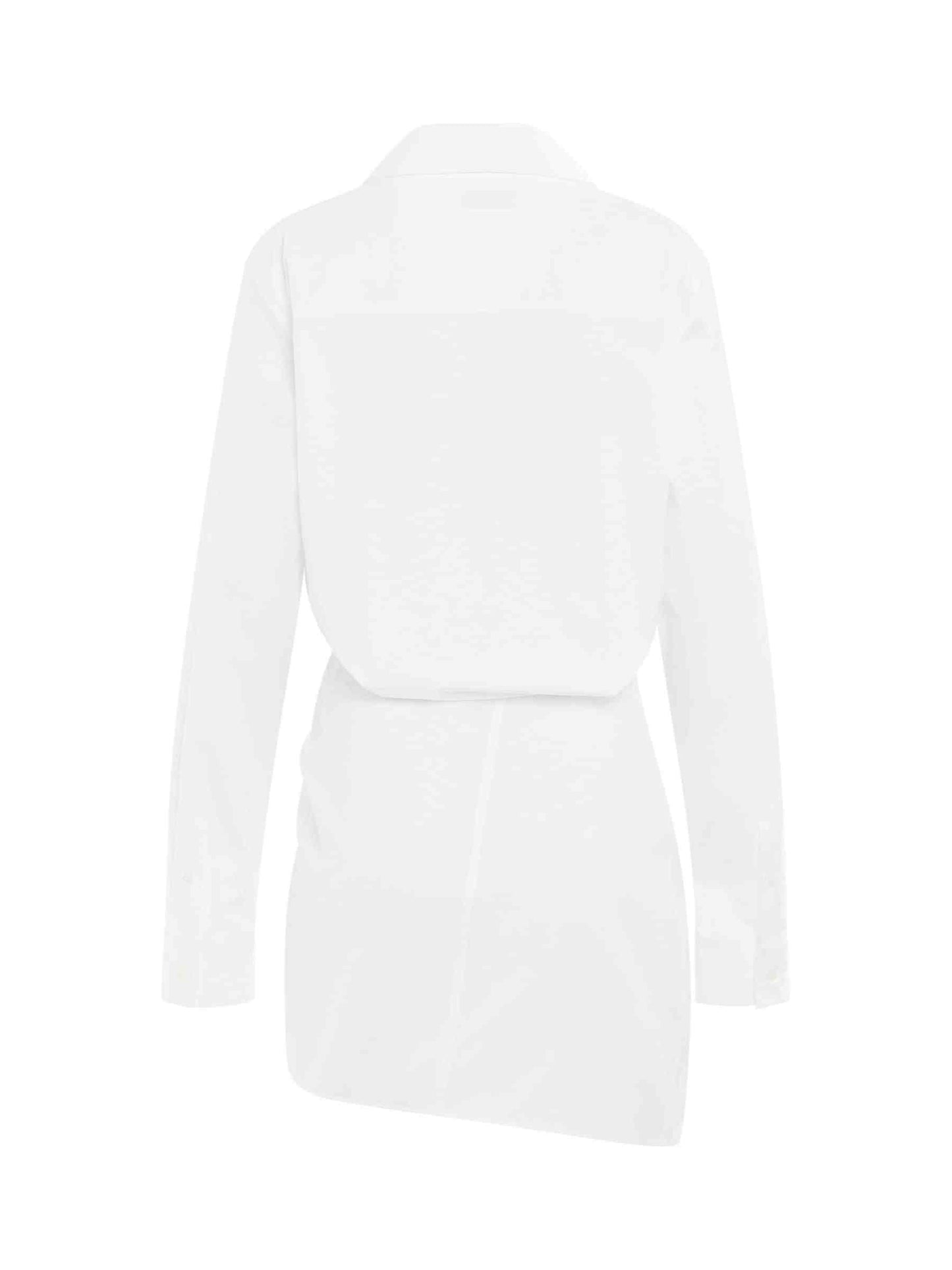 Poplin Twist Shirt Dress in White