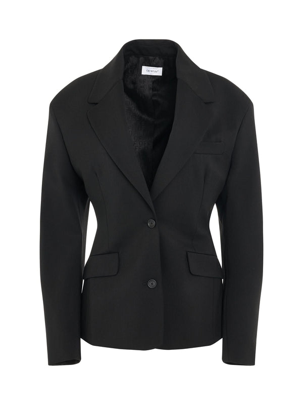 Wool Blend Round Jacket in Black