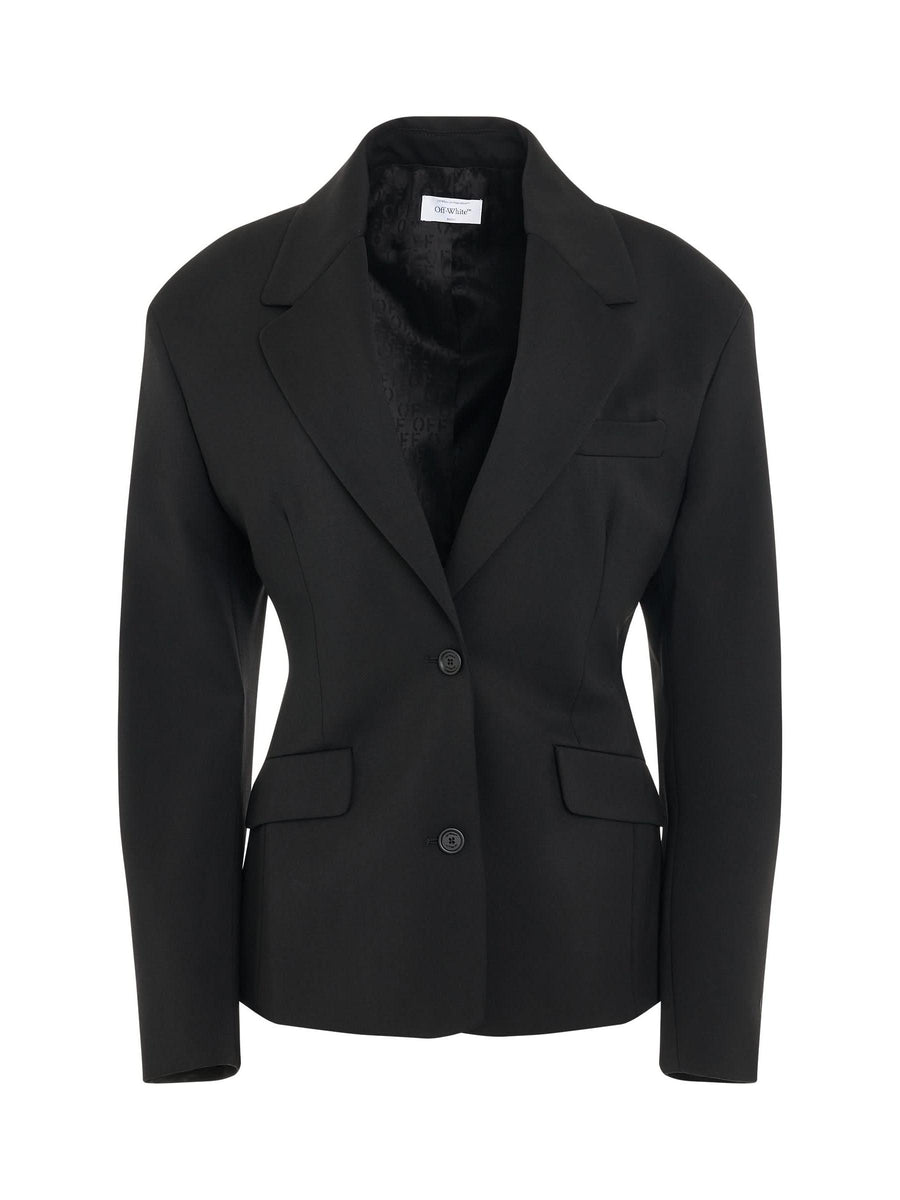 Wool Blend Round Jacket in Black
