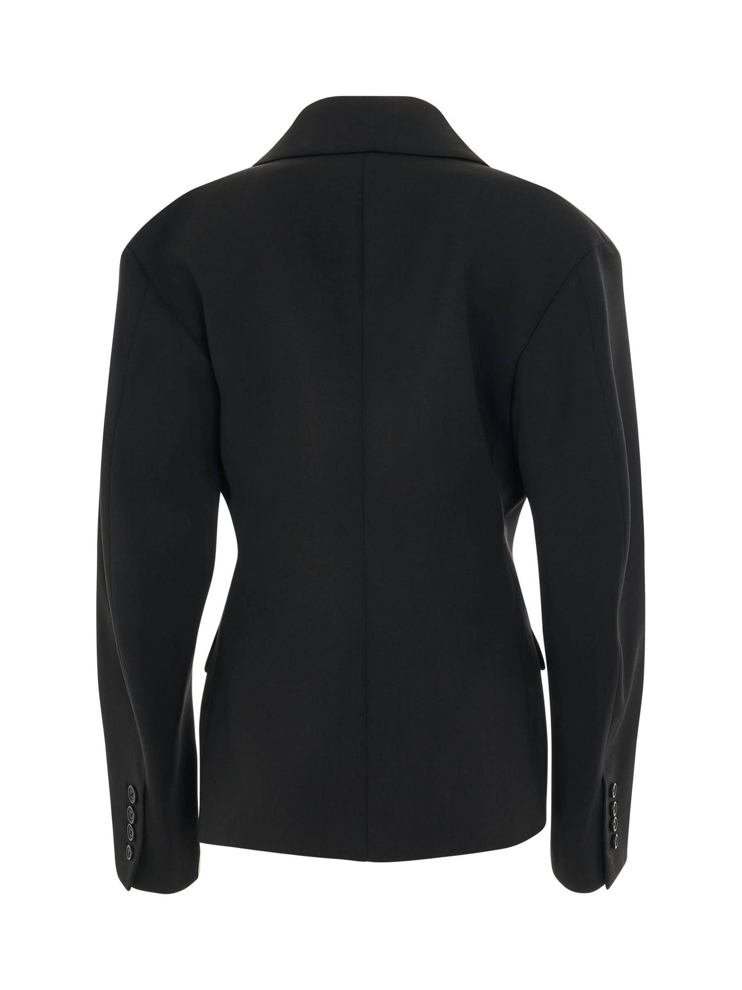 Wool Blend Round Jacket in Black