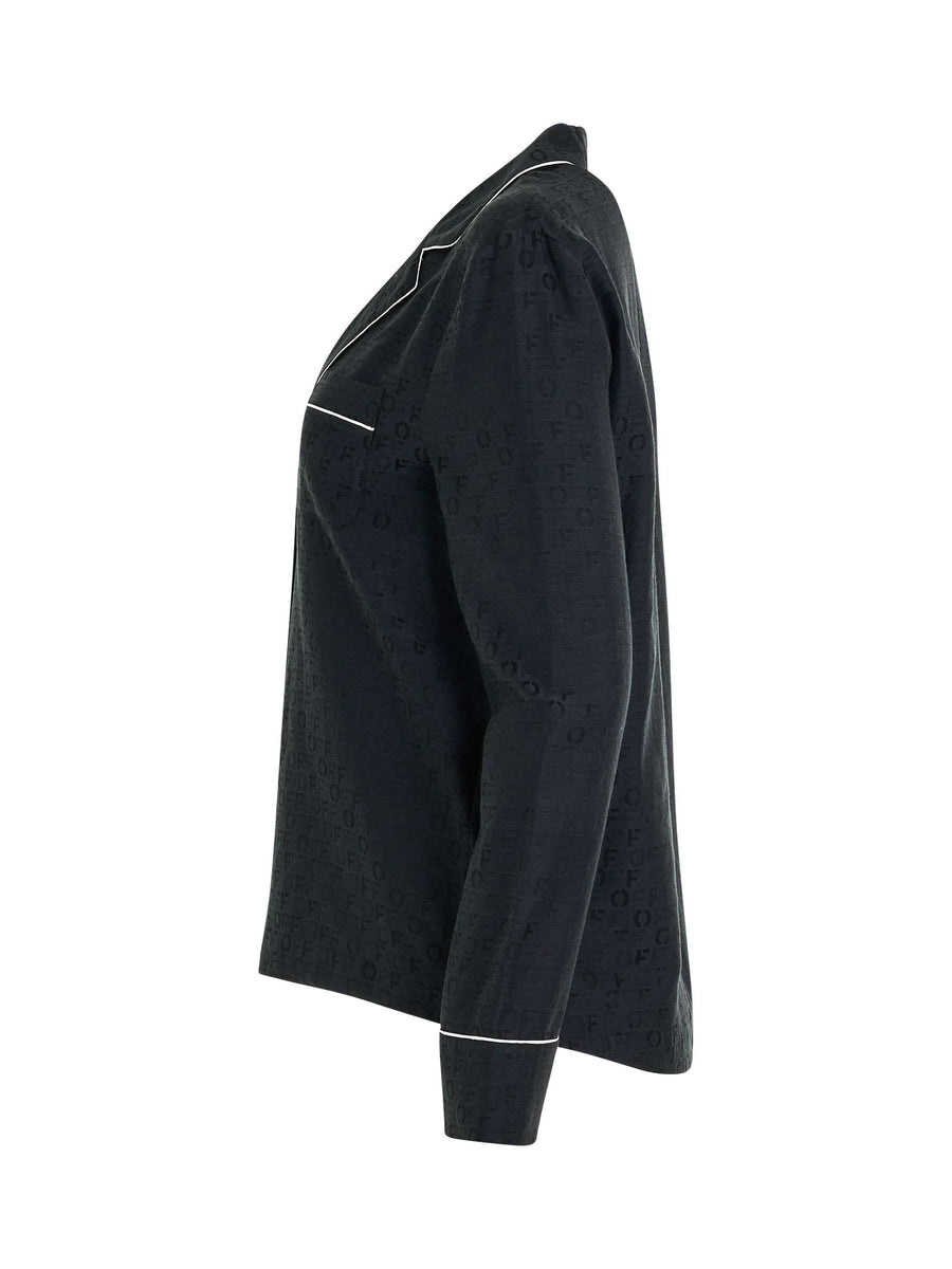 Logo Jacquardard Pajama Shirt in Black