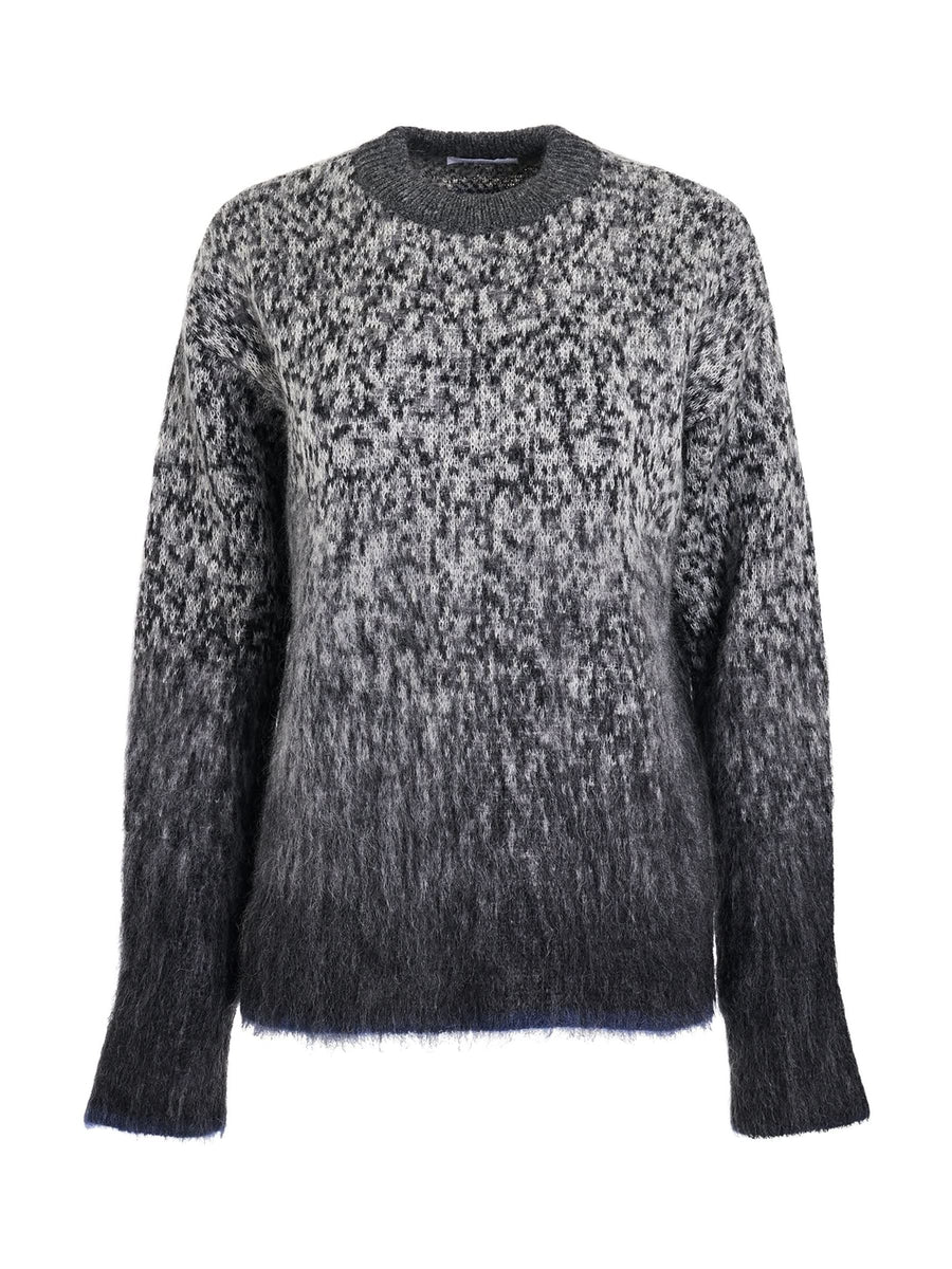 Fuzzy Mohair Arrow Knitwear in Dark Grey