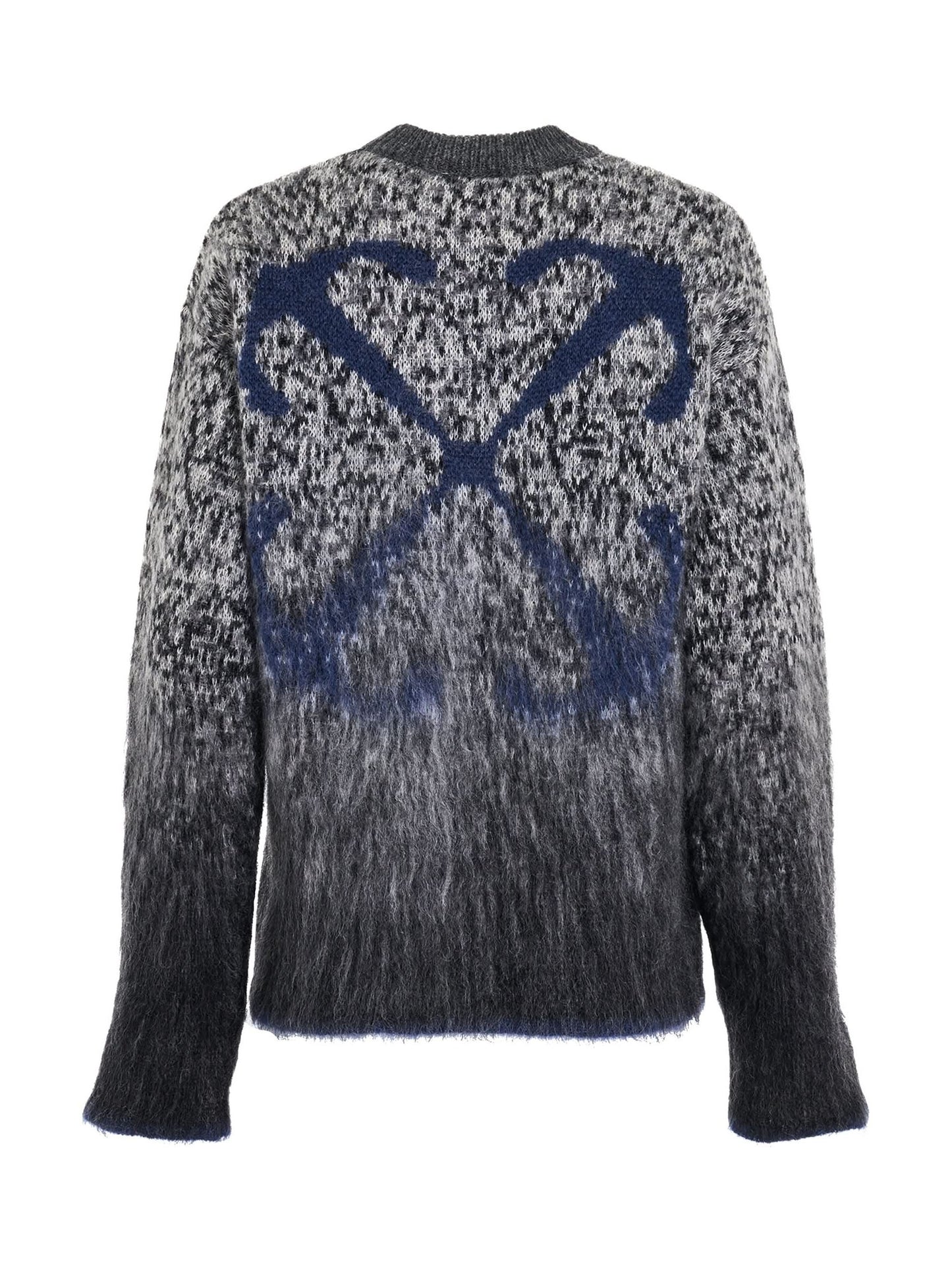 Fuzzy Mohair Arrow Knitwear in Dark Grey