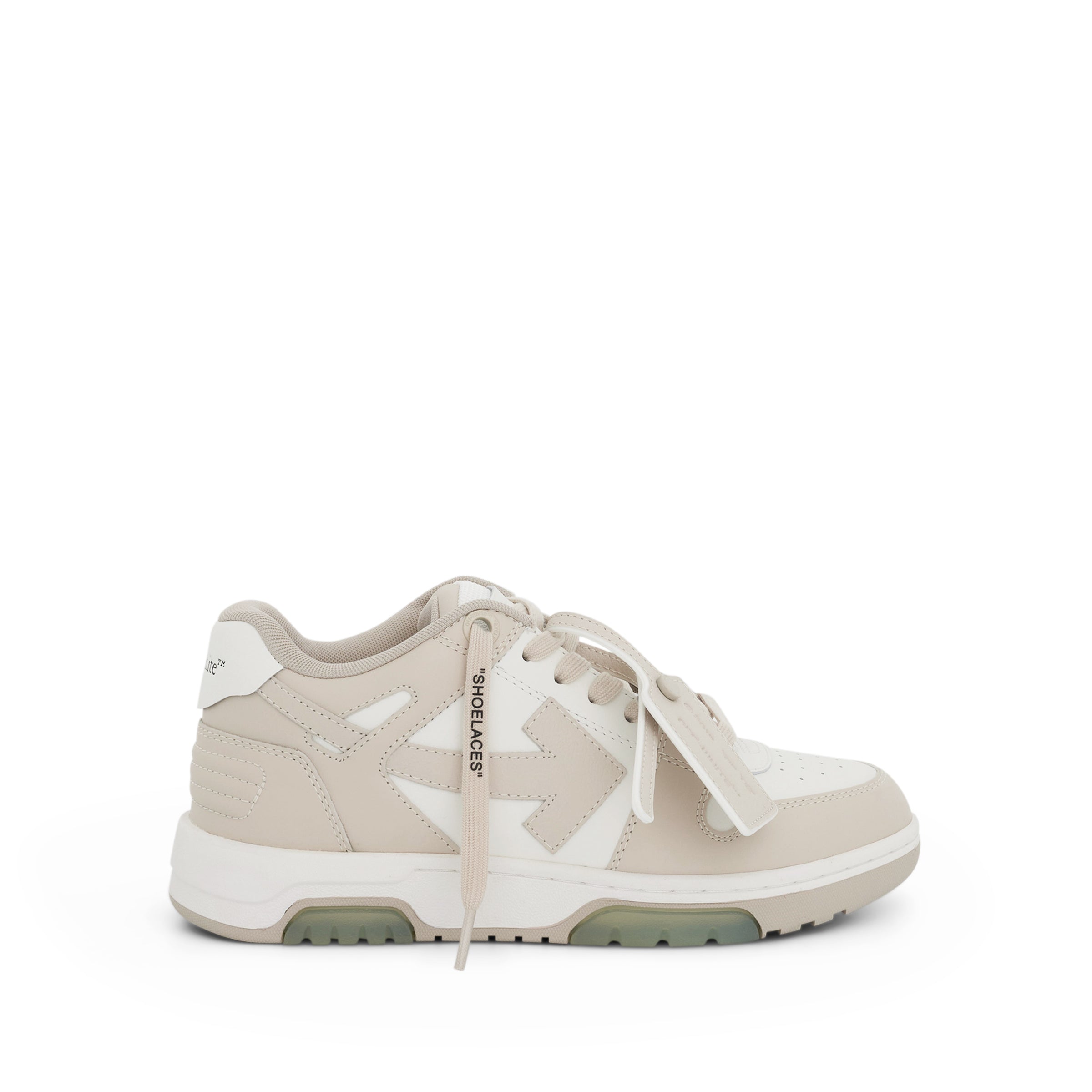 OFF-WHITE Out of Office Calf Leather Sneakers in White/Beige