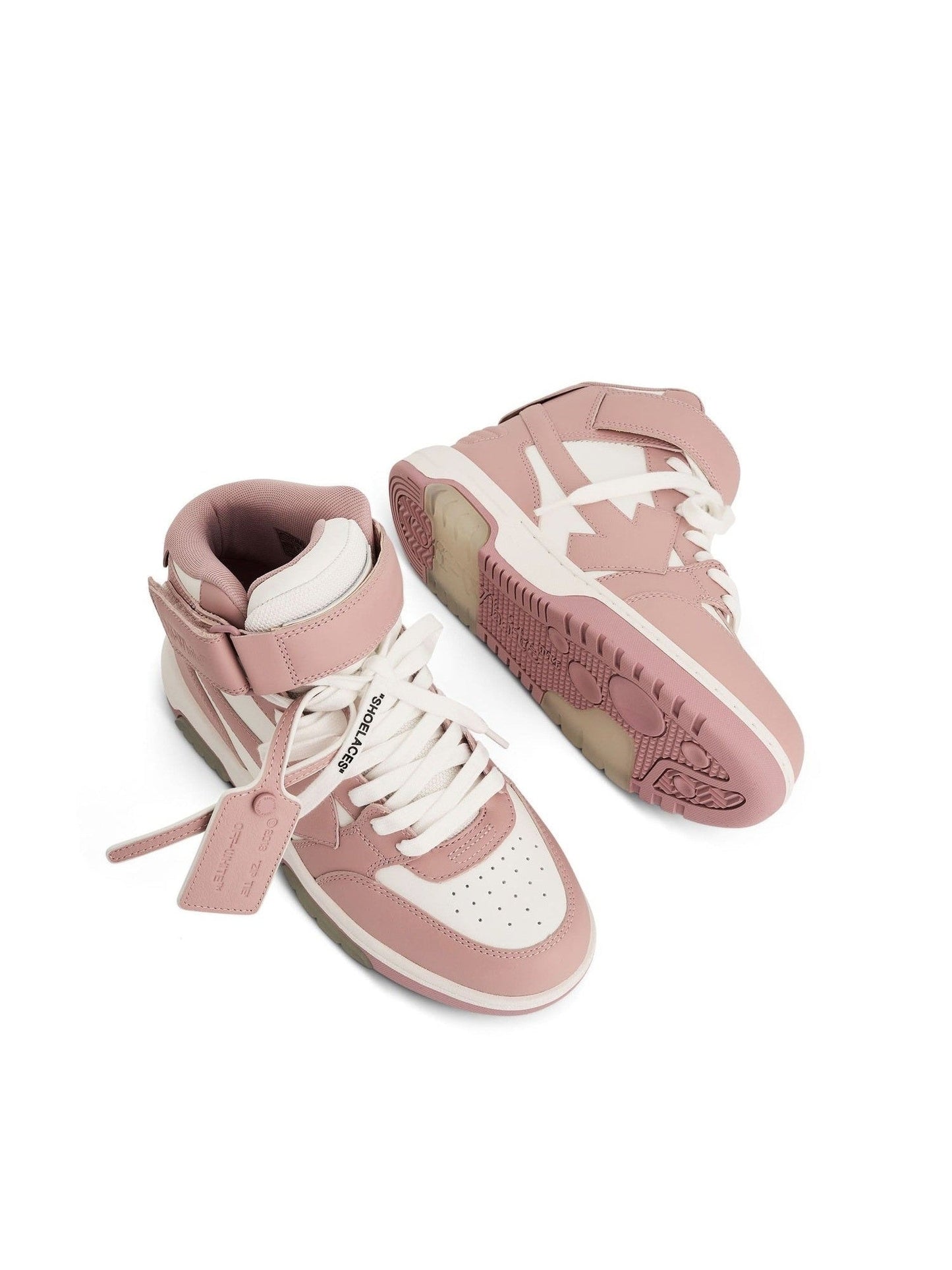 Out of Office Mid Top Leather Sneakers in White/Pink