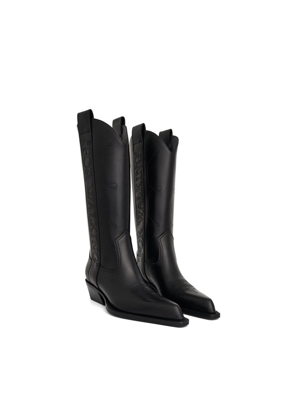 "For Walking" Texan Boot in Black Front View | OFF-WHITE