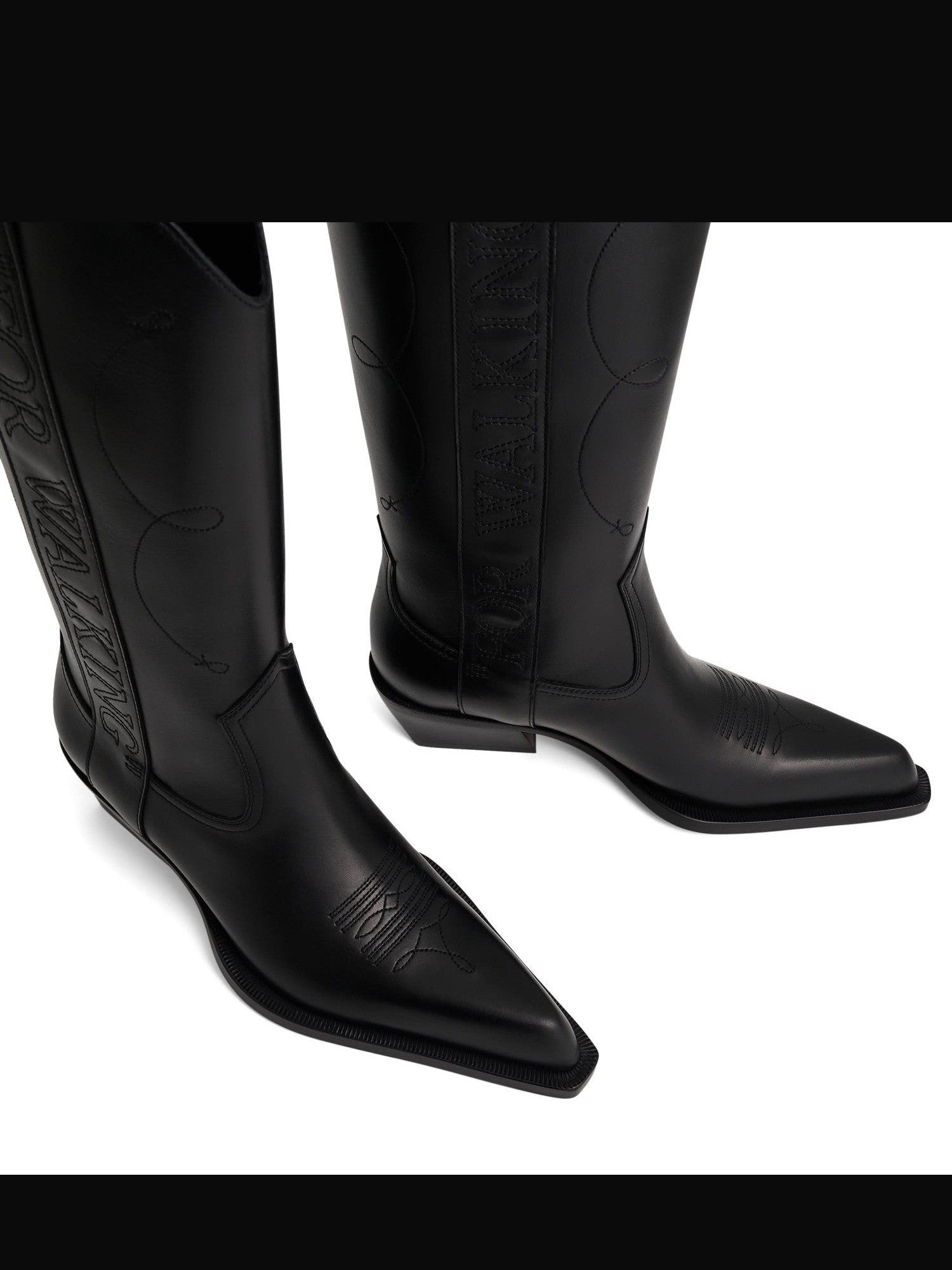 "For Walking" Texan Boot in Black Top View | OFF-WHITE