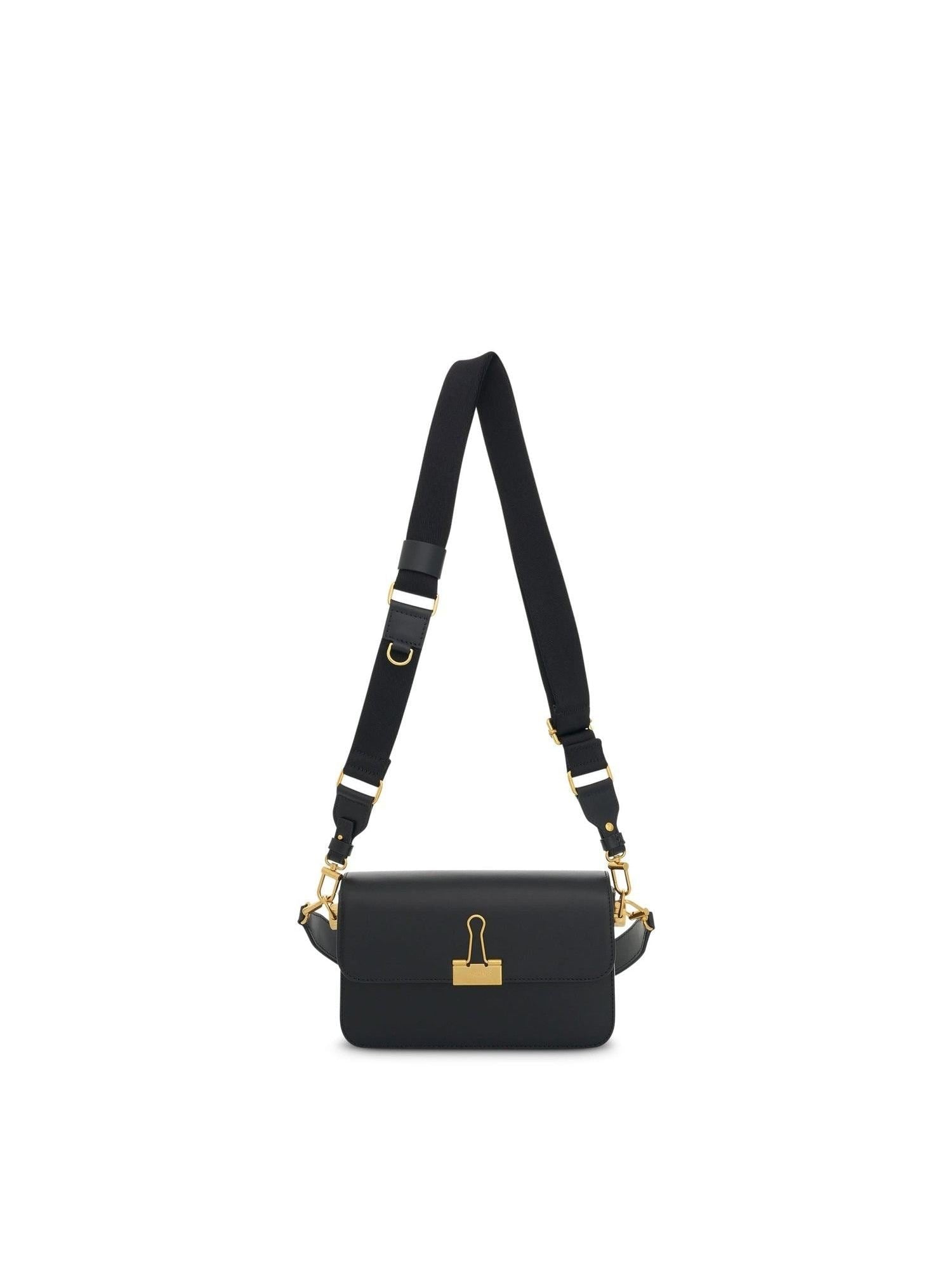Plain Medium Binder Shoulder Bag in Black
