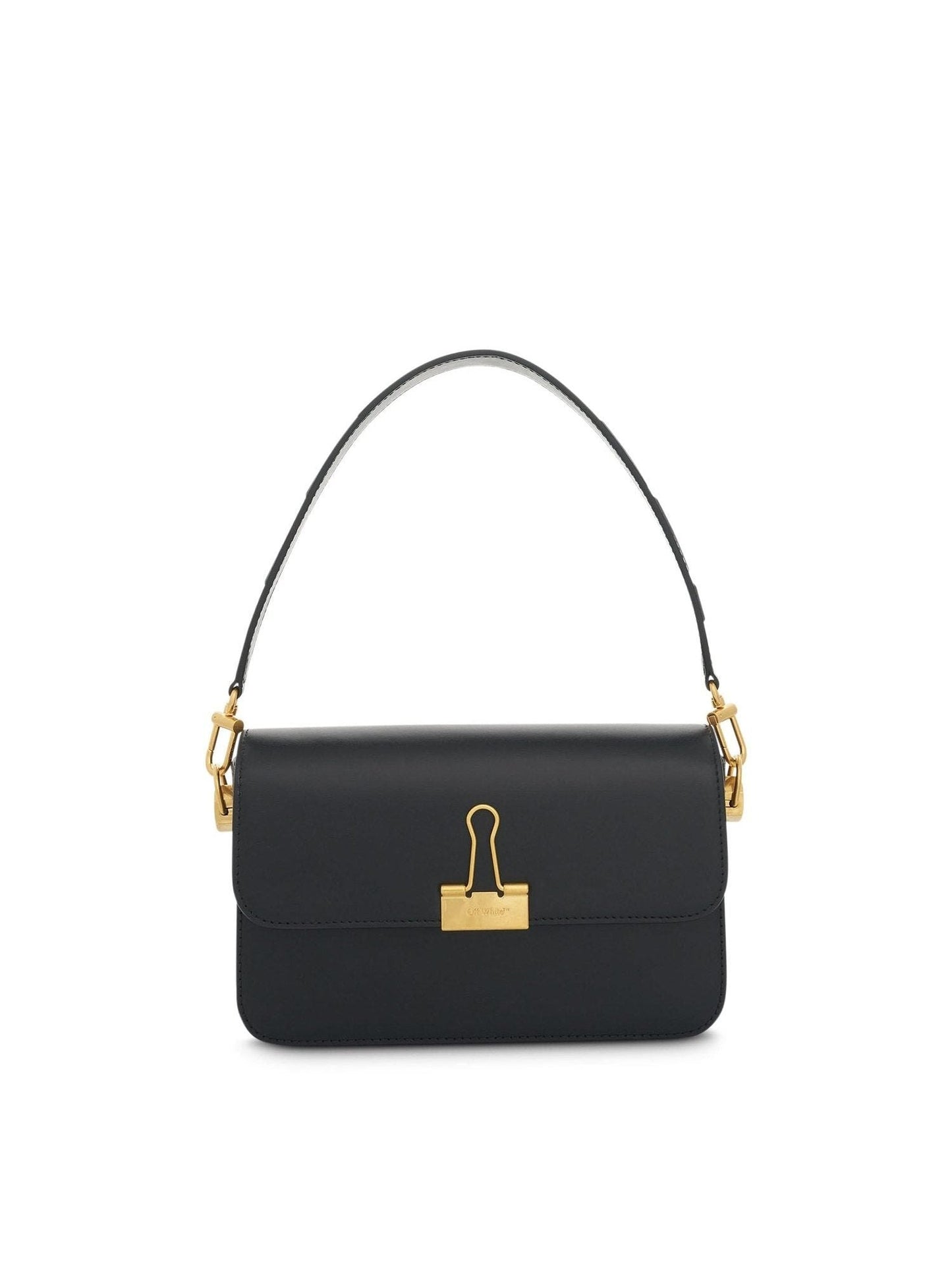 Plain Medium Binder Shoulder Bag in Black