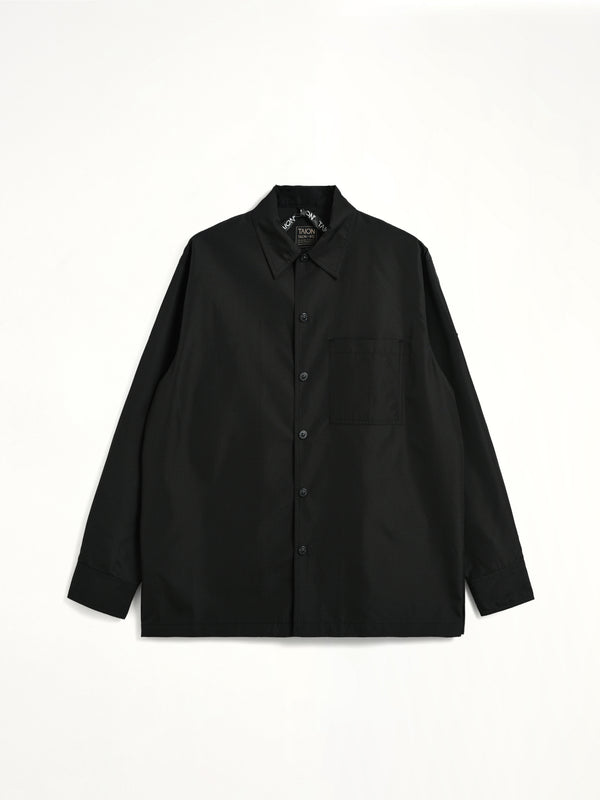 Non Down Military Button Slit Shirt in Black