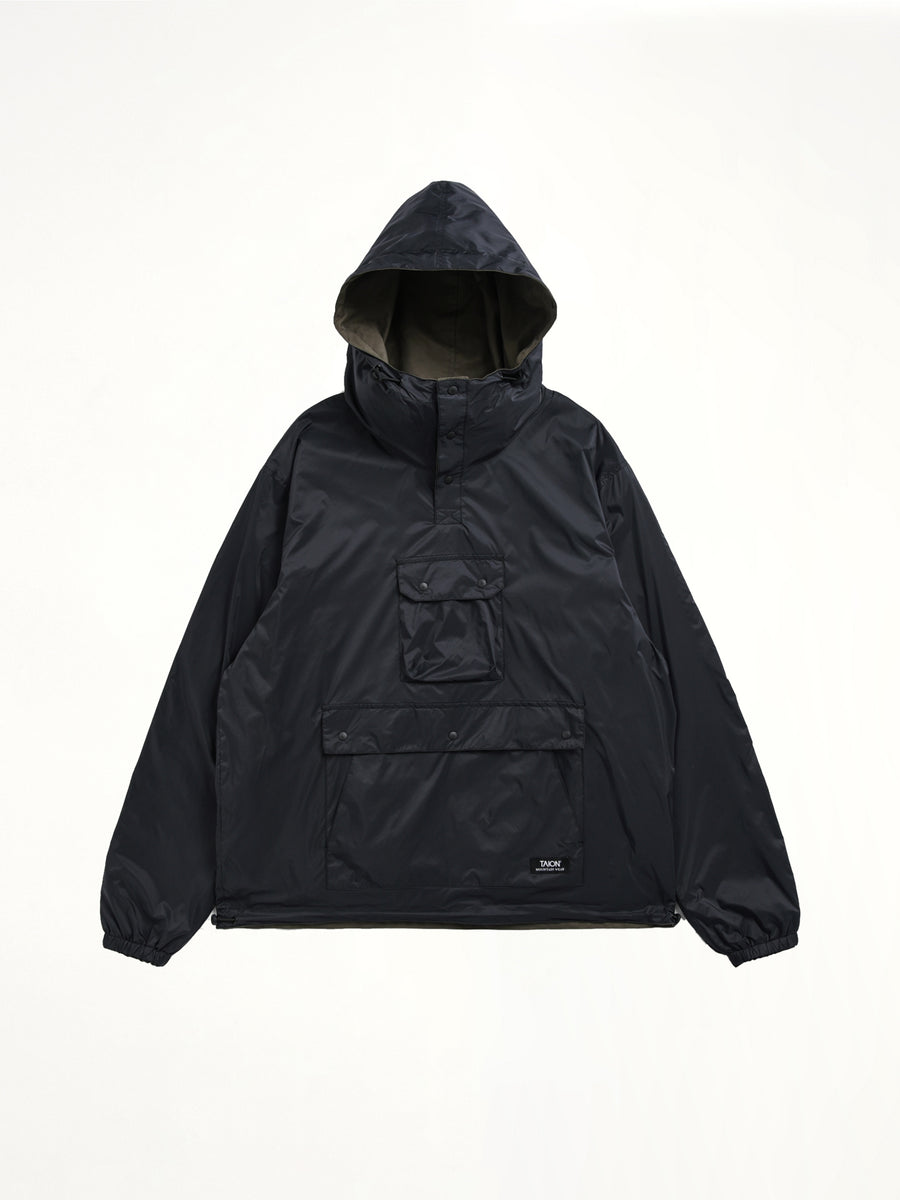 Non Down Mountain Reversible Anorak in Black/Dark Olive