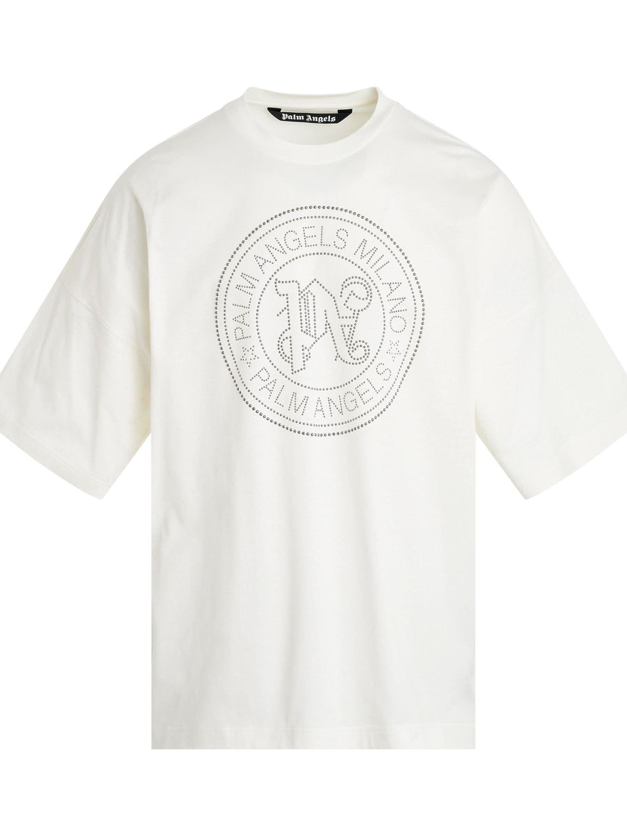 Milano Stud Loose Fit T-Shirt in Off White