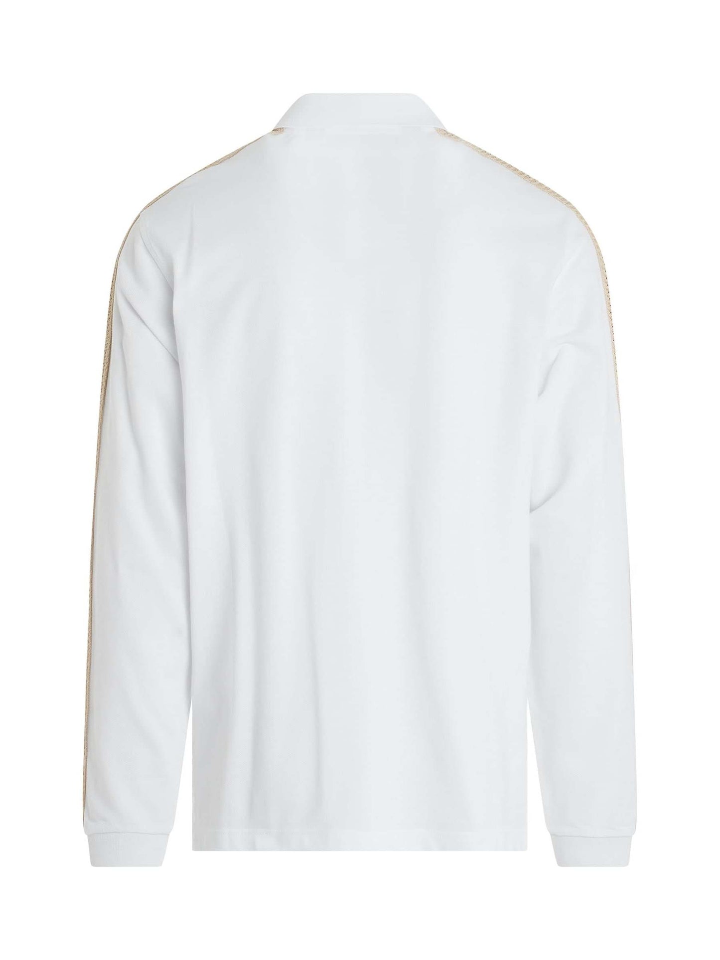 Monogram Track Long Sleeve Polo in Off White