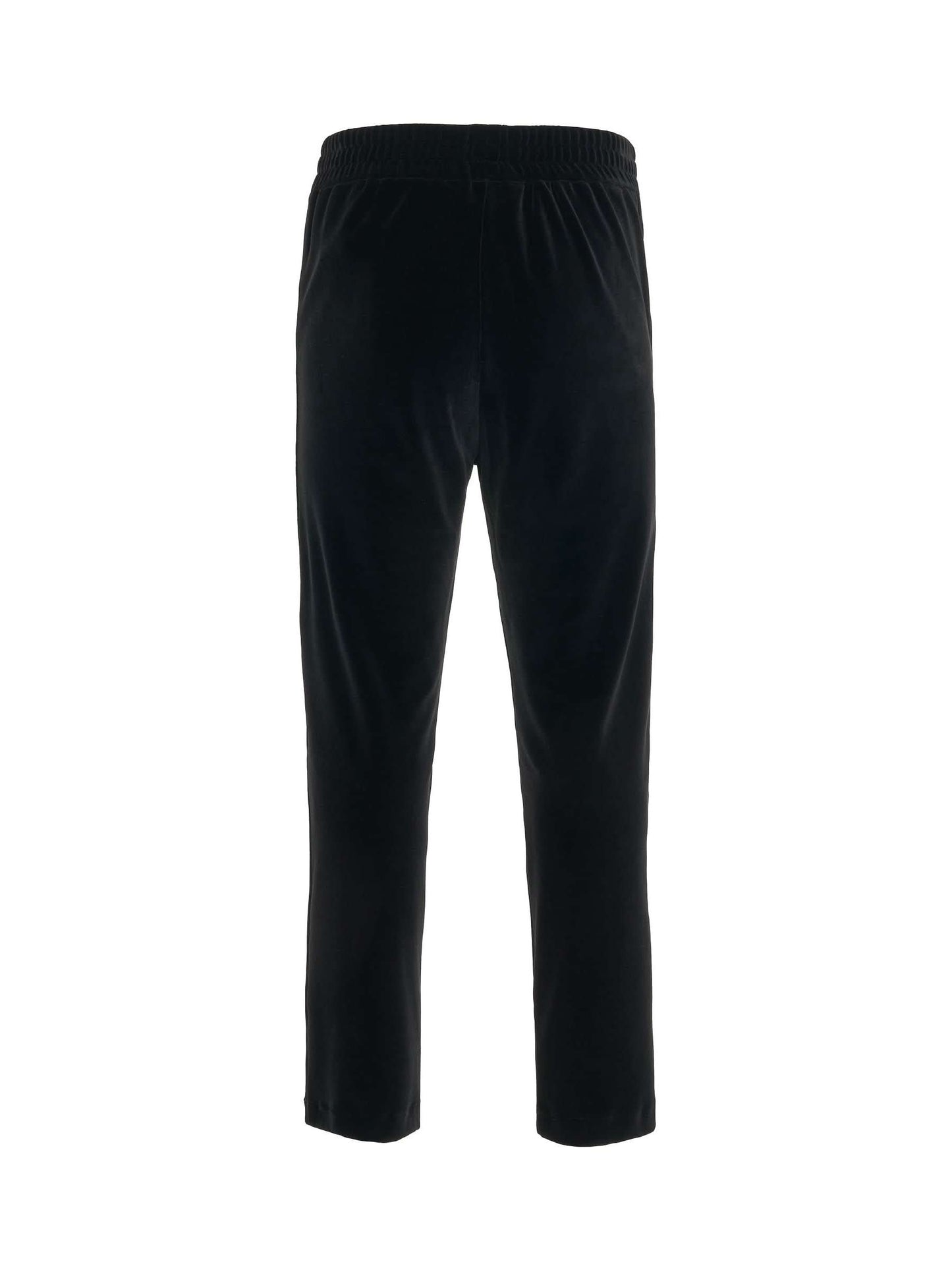 Logo Print Velvet Track Pants in Black