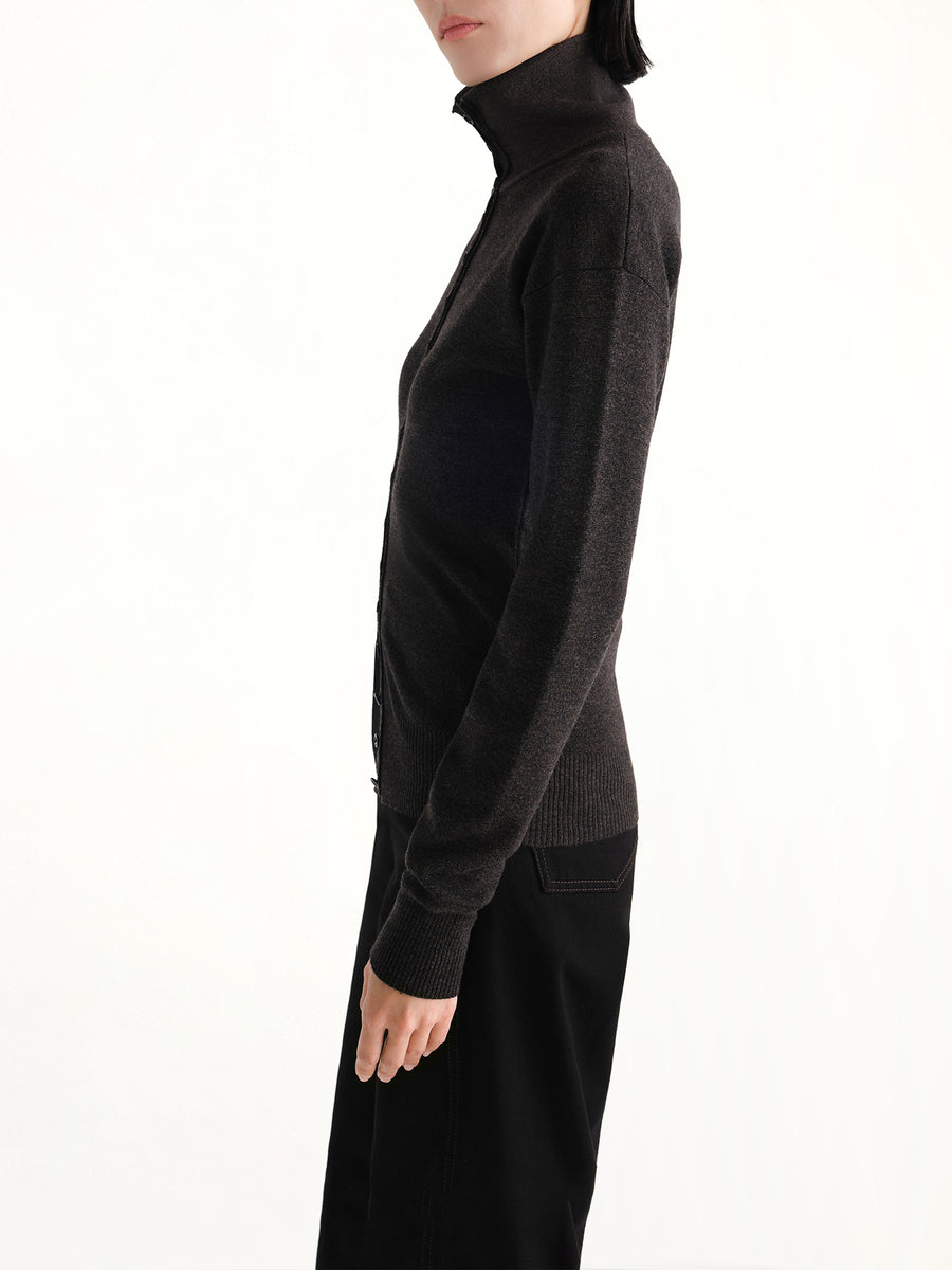 Buttoned Top in Black Melange