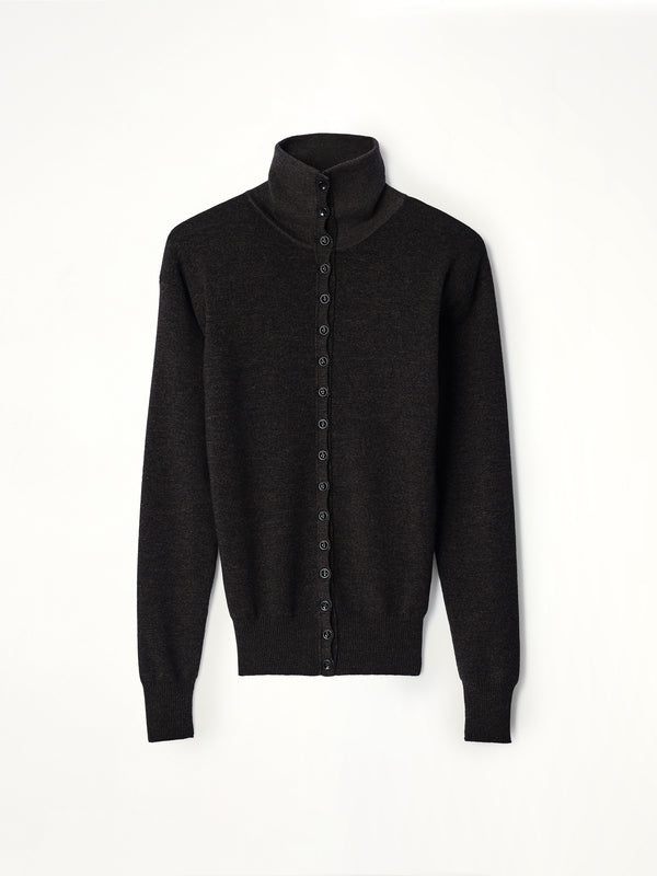 Buttoned Top in Black Melange