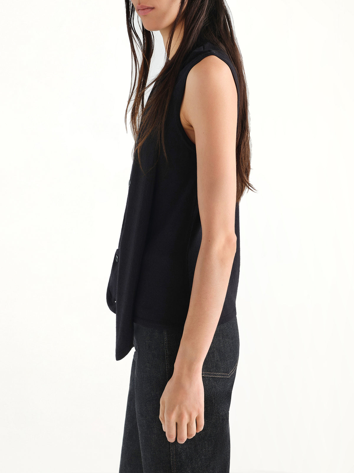 Asymmetrical Vest in Black