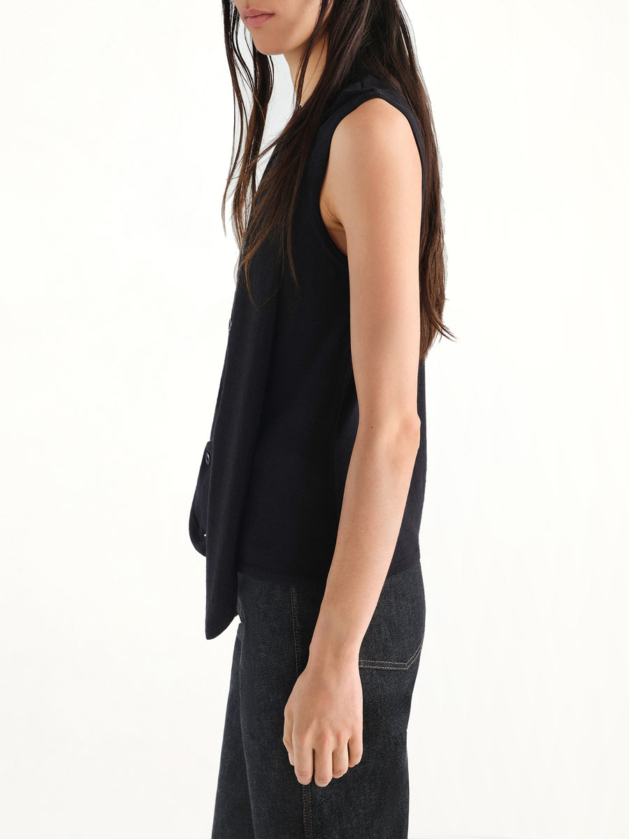 Asymmetrical Vest in Black