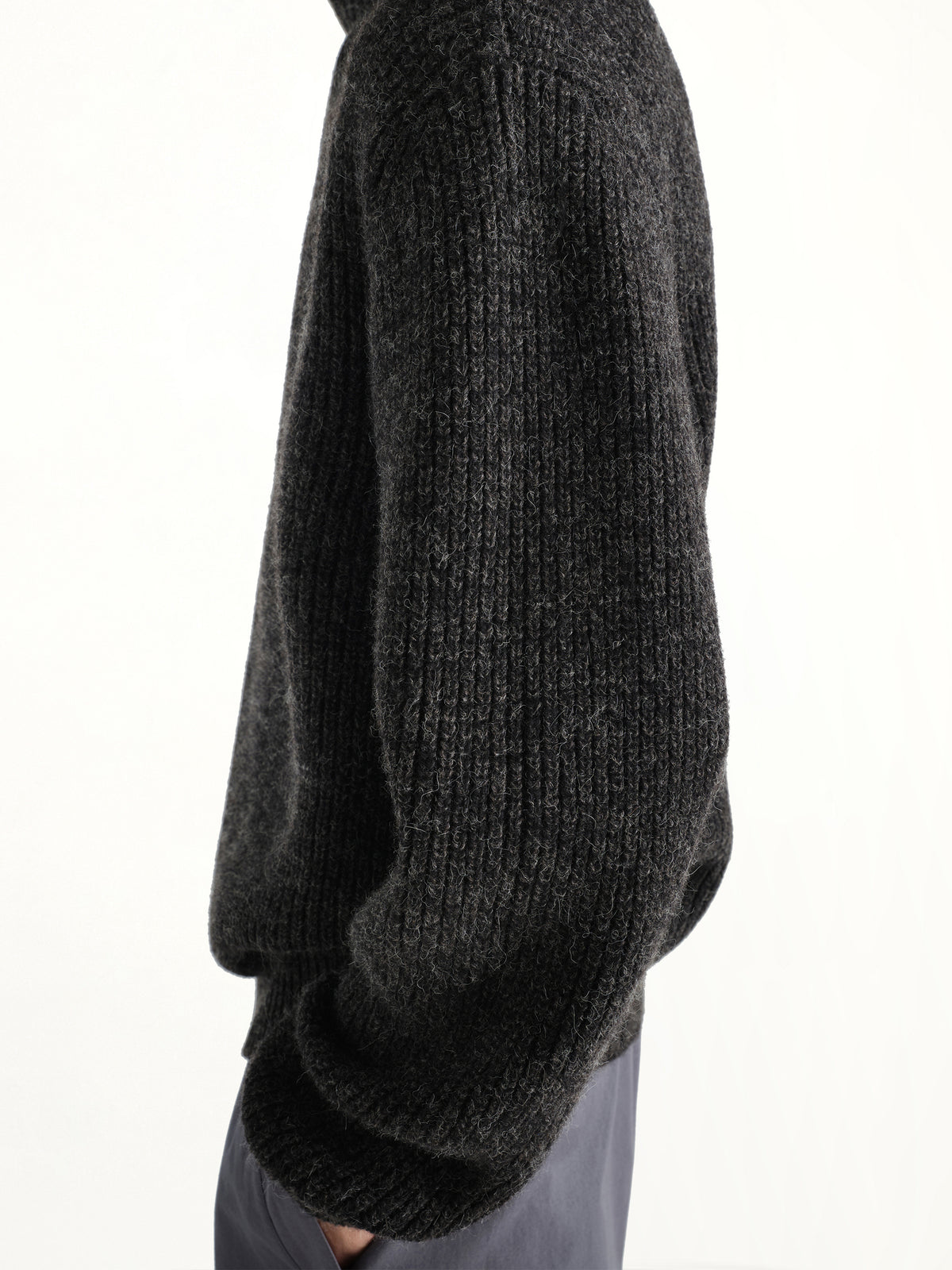 High Neck Sweater in Black/Mink Brown