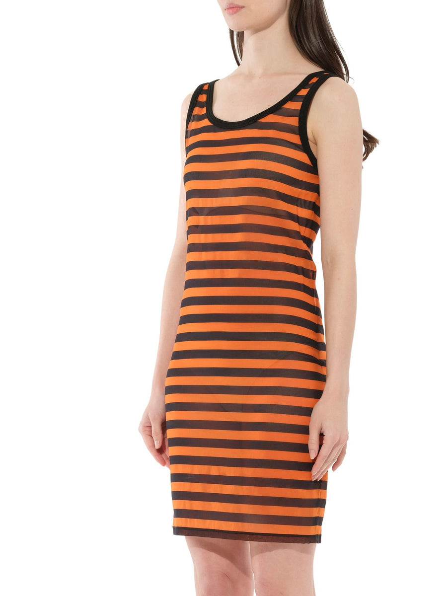 Podium Sleeveless Dress in Black/Orange