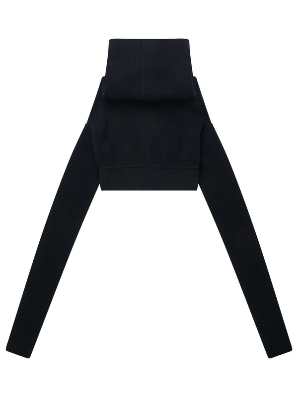 Cowl Pull Knit Sweater in Black