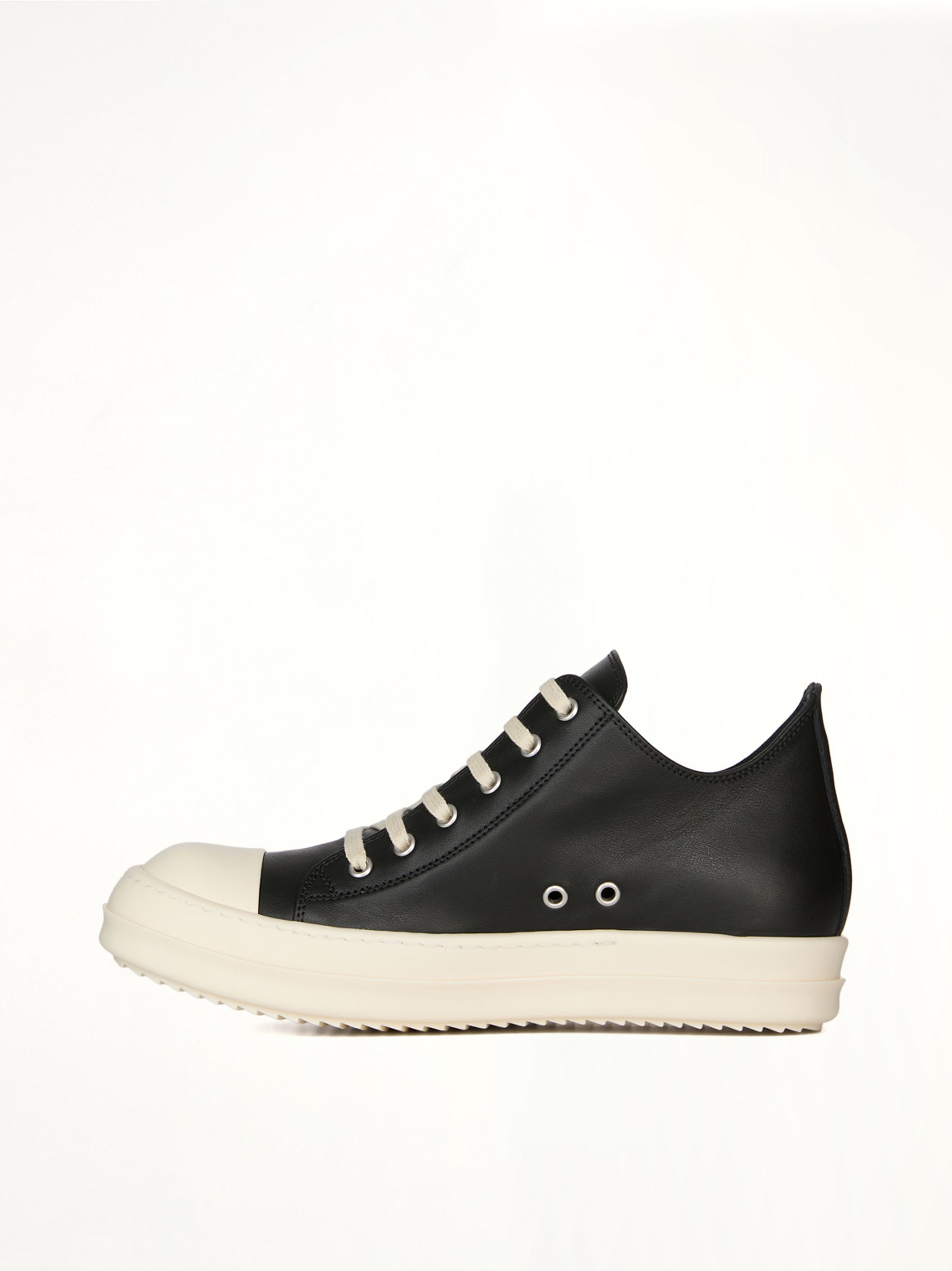 Low Sneaks in Black/Milk Back View | RICK OWENS