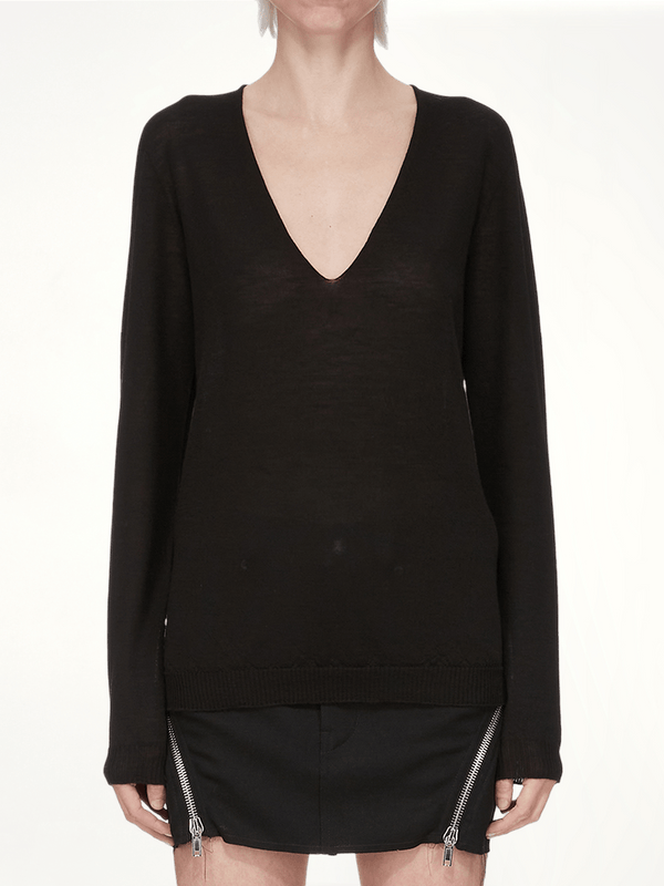Merino V-Neck Pull in Black