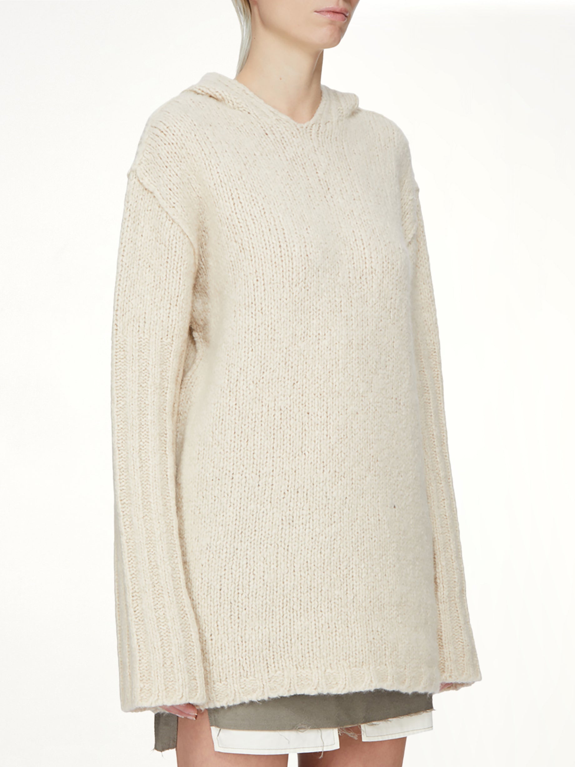 Silk Cashmere Oversized Hoodie in Natural