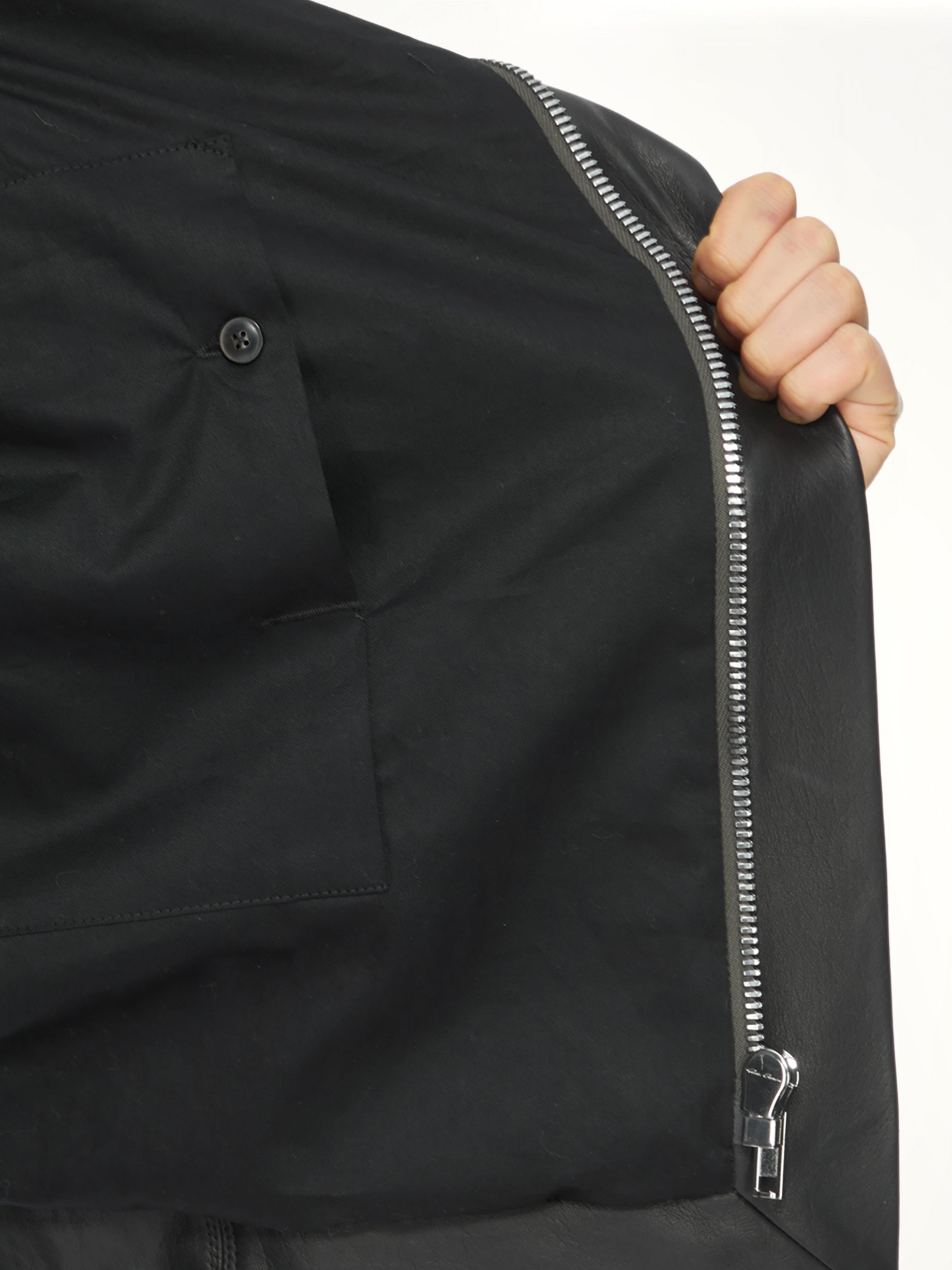 Lamb Leather Classic Biker in Black