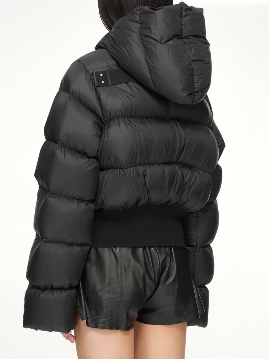 Cinched Hooded Jacket in Black