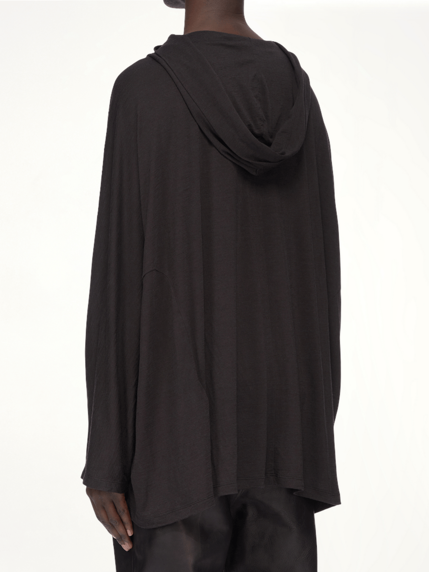 Silk Wool Hooded Tunic in Black