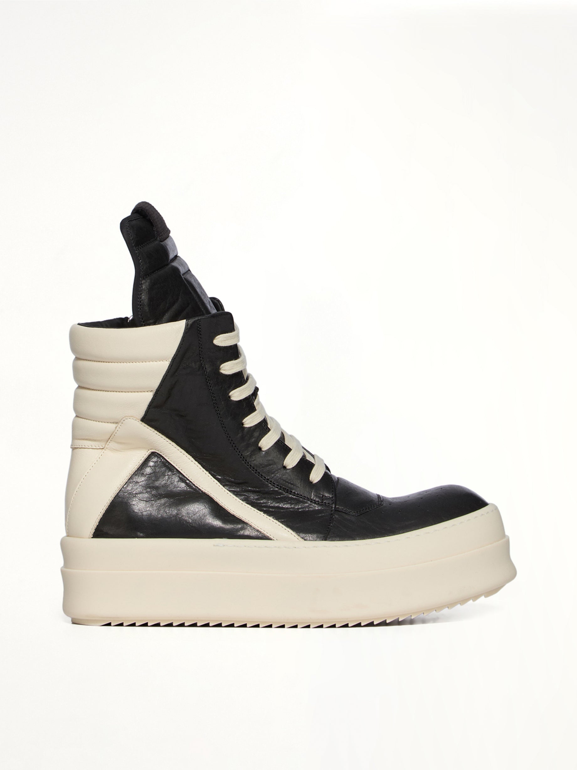 Mega Bumper Geobasket in Black/Milk Side View | RICK OWENS
