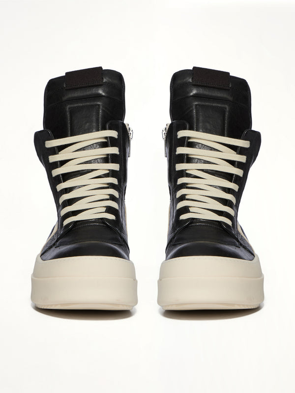 Mega Bumper Geobasket in Black/Milk Front View | RICK OWENS