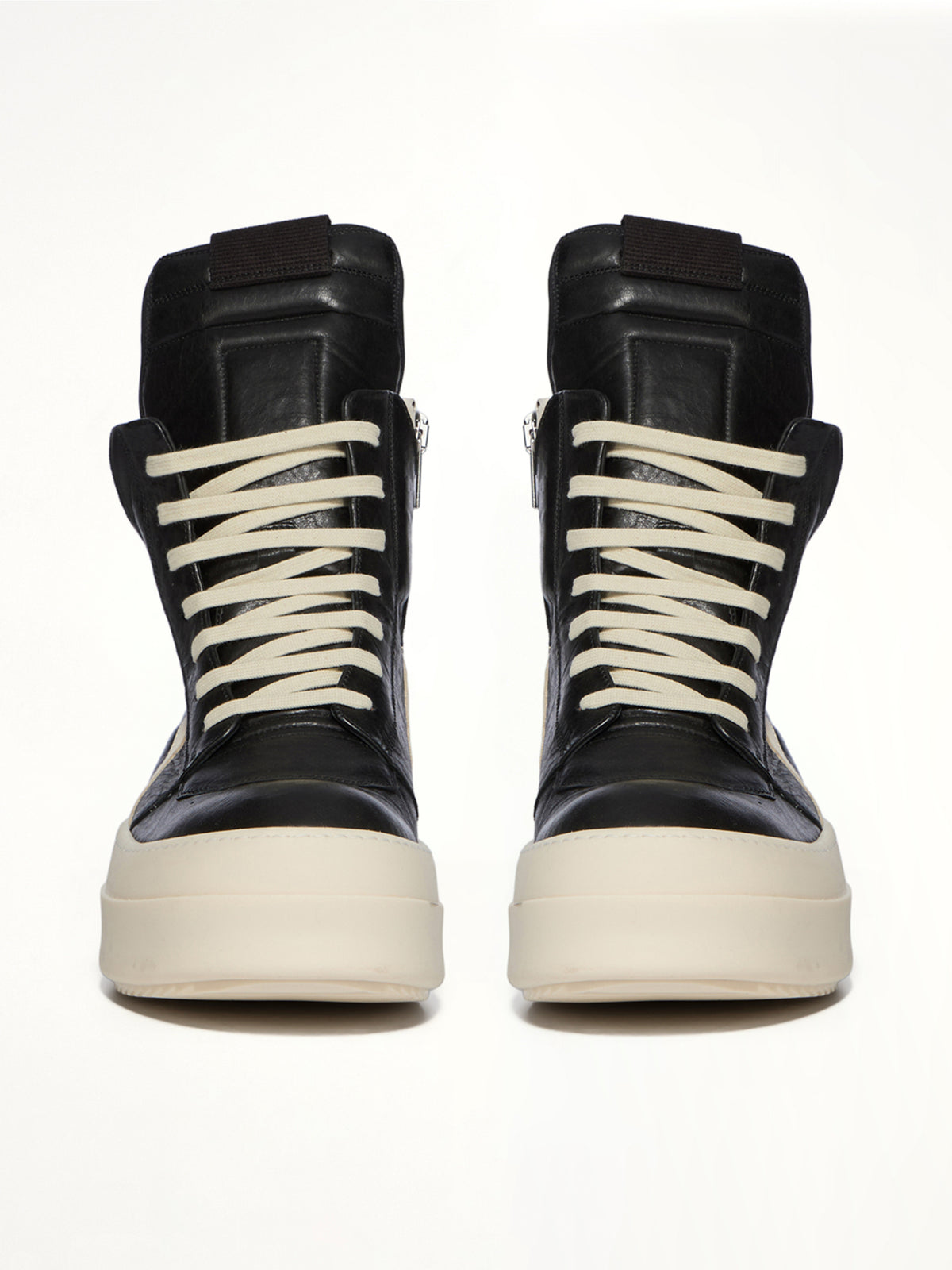 Mega Bumper Geobasket in Black/Milk Front View | RICK OWENS